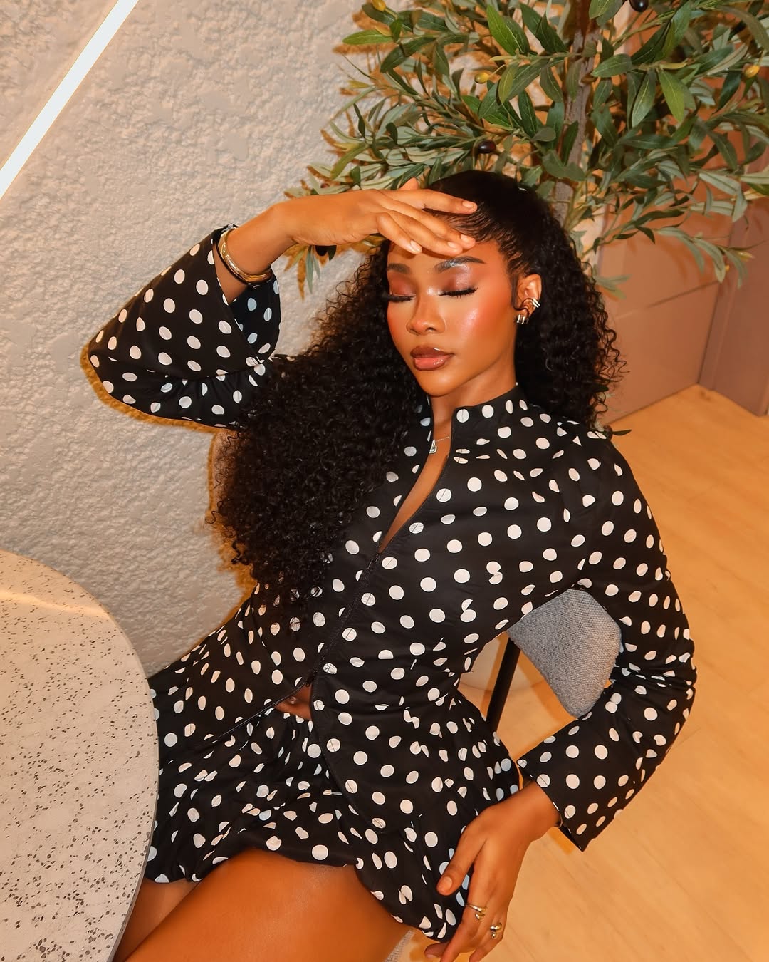 Pione Polka Dot Mini Skirt Set