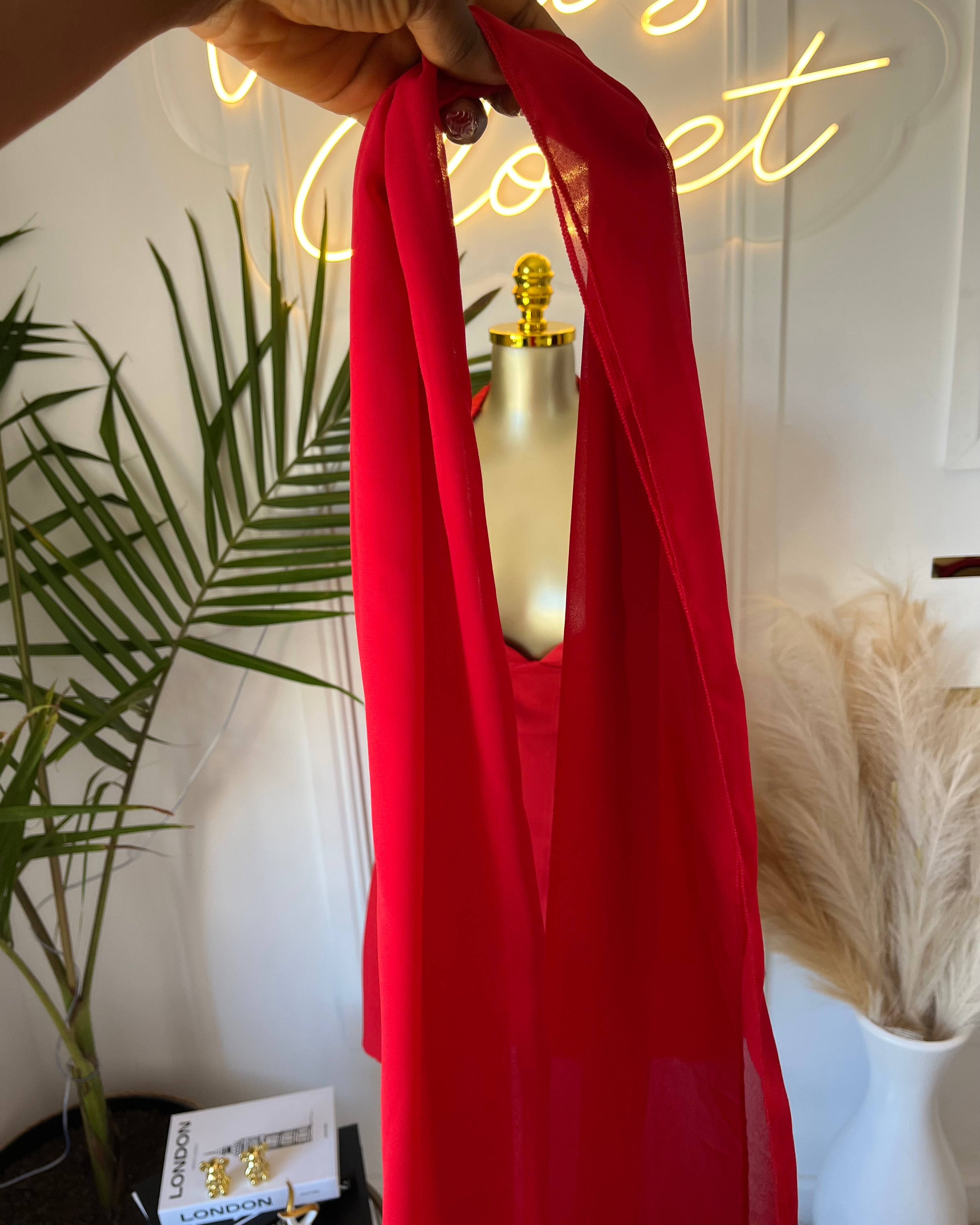 Lustre Red Off-Shoulder Skater Mini Dress