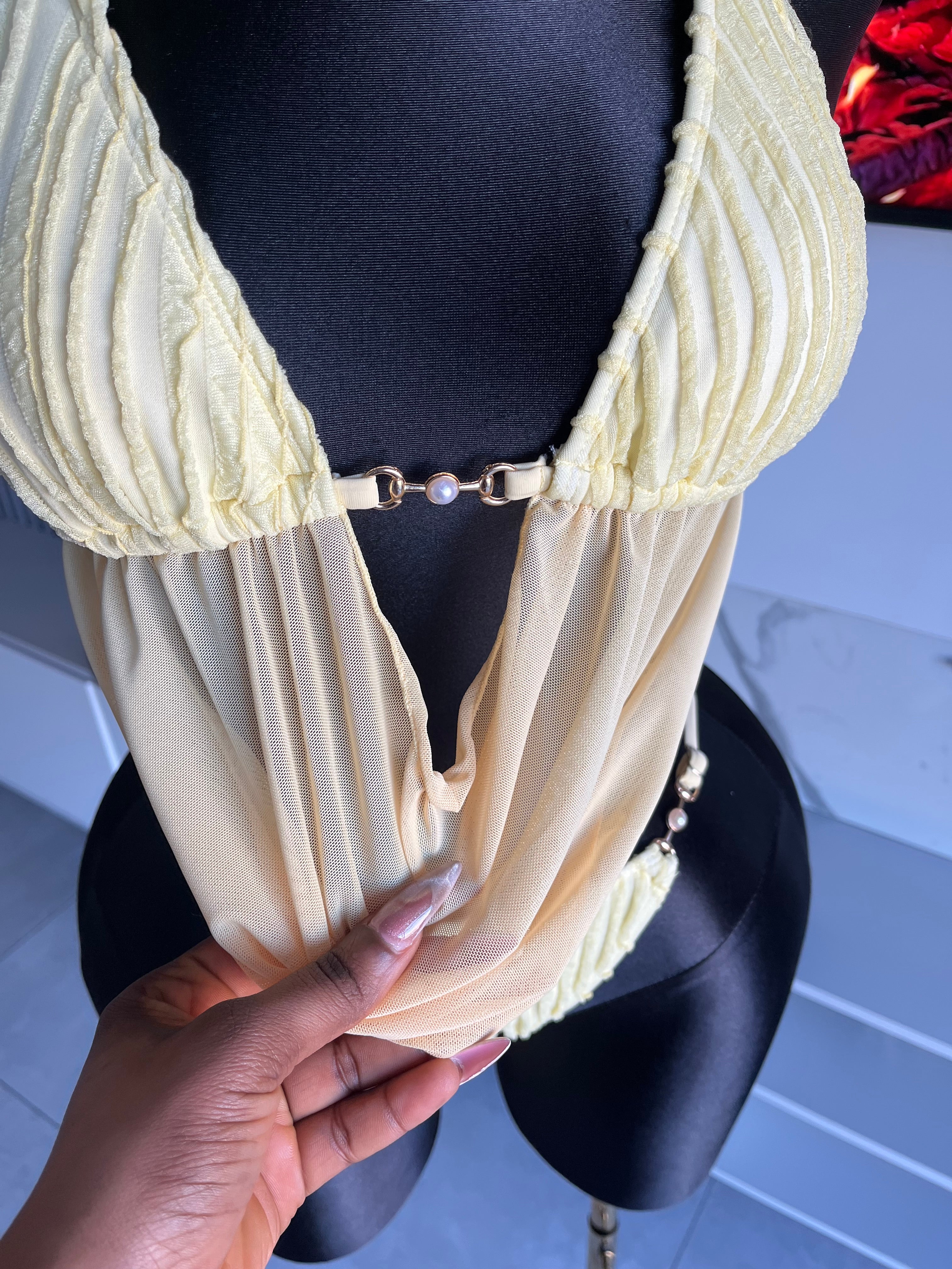 Thalia Yellow Draped Bikini Set