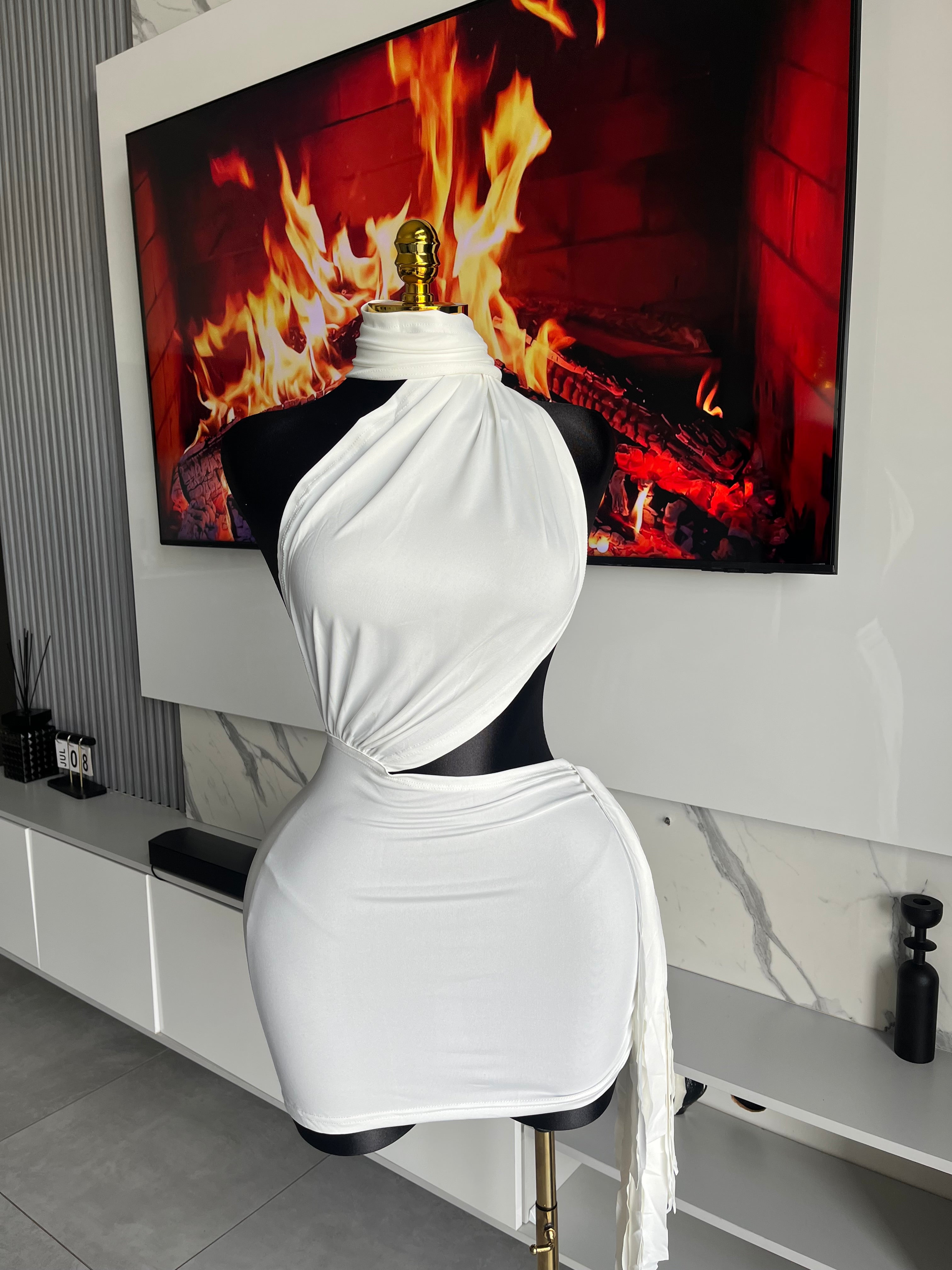 Diva White Cut-Out Mini Dress