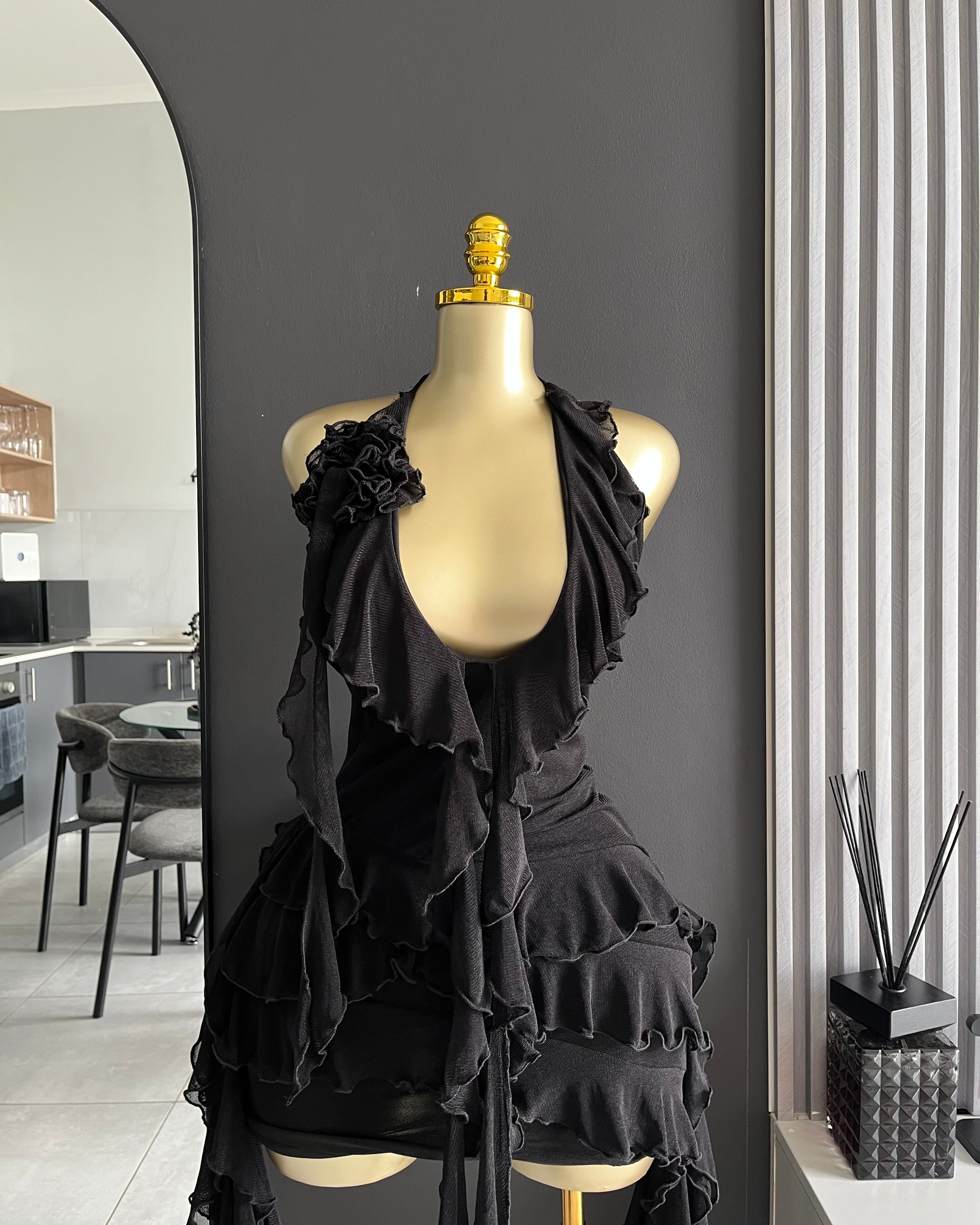 Scarlett Bloom Mini Dress Black