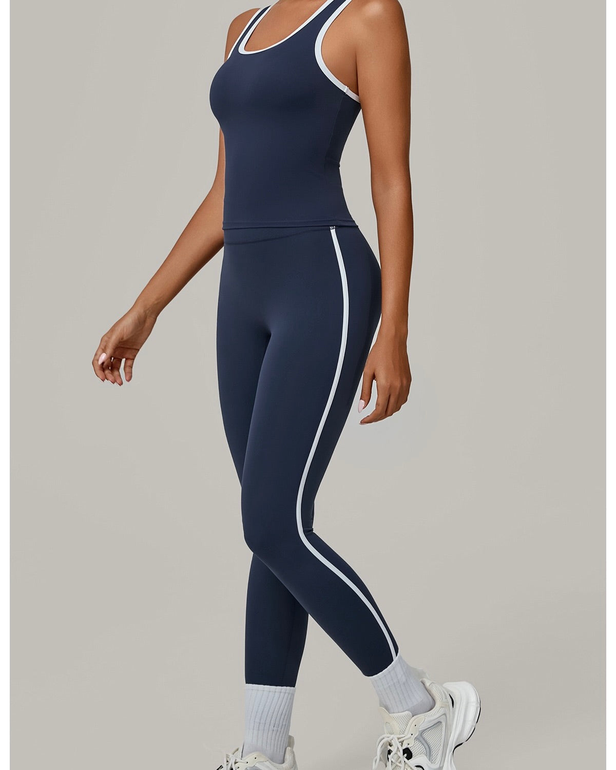 Lizel Sporty Contrast Trim Pant Set Blue