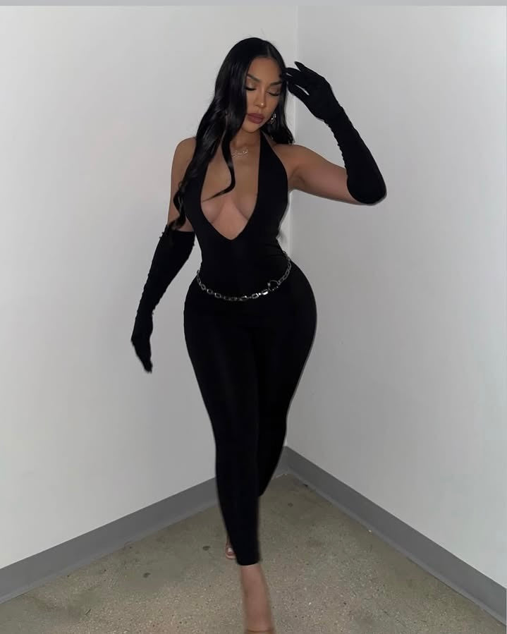 Legacy Plunge Jumpsuit with Gloves