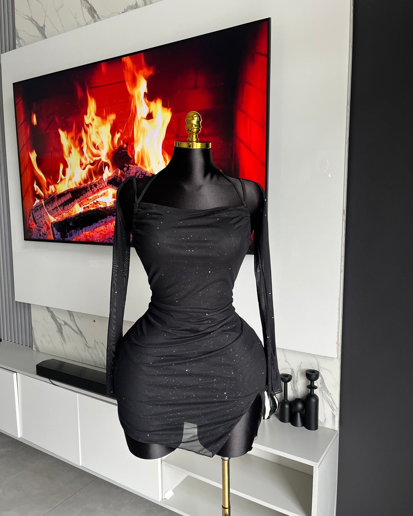 Ophelia Sparkle Mesh Mini Dress