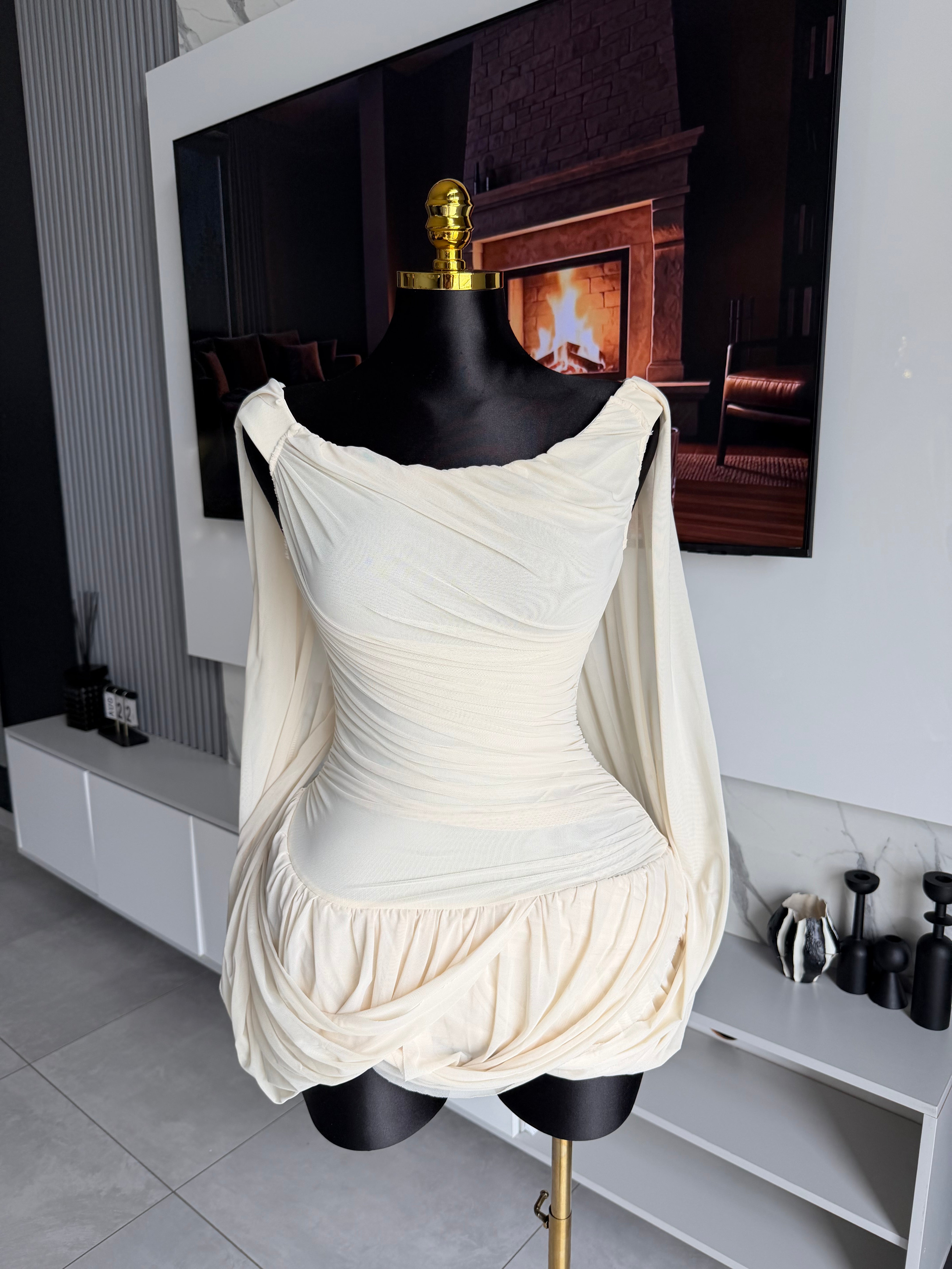 Selene Draped Off-Shoulder Mini Dress
