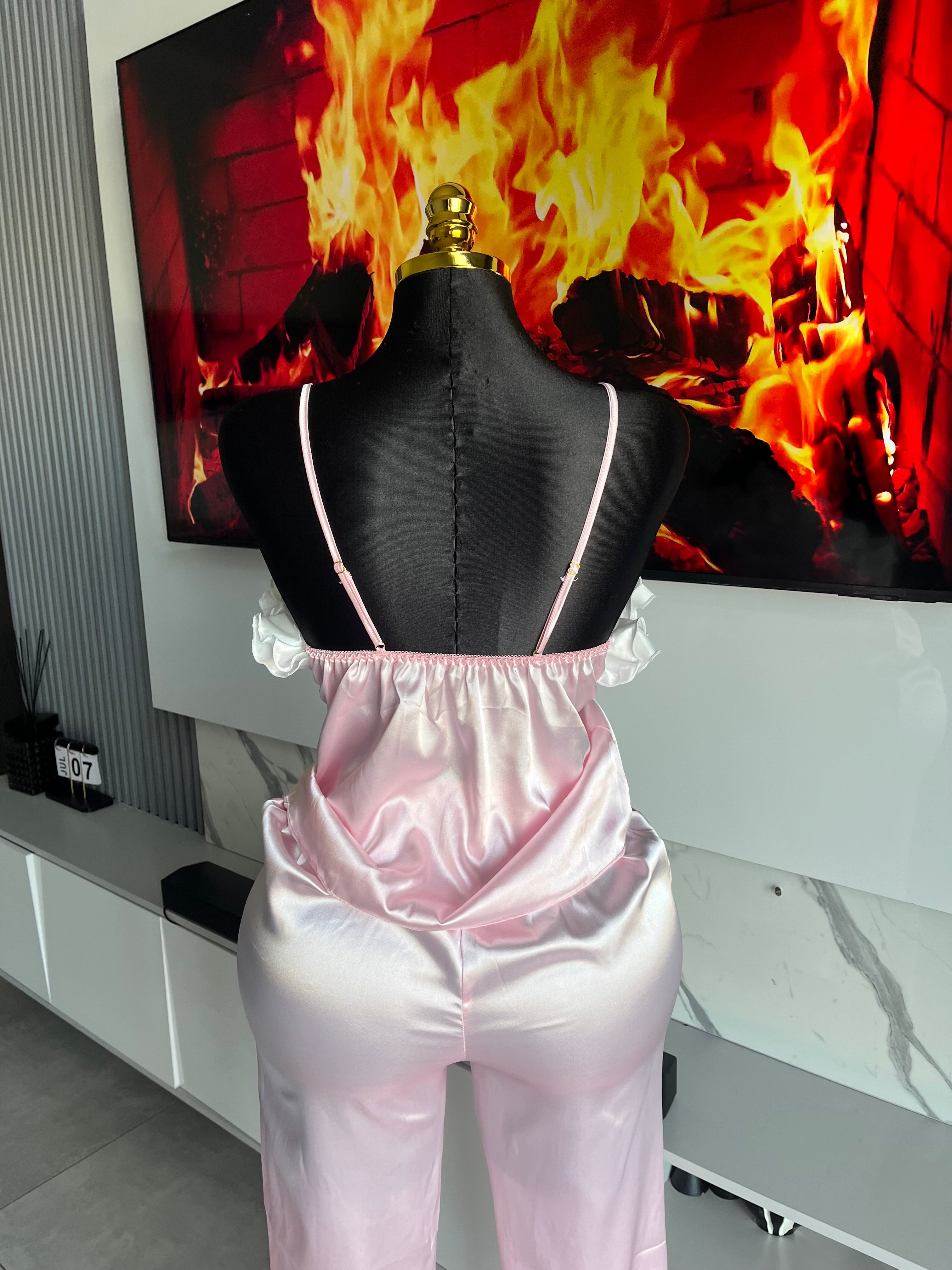 Maya Satin Ruffle Pajama Set