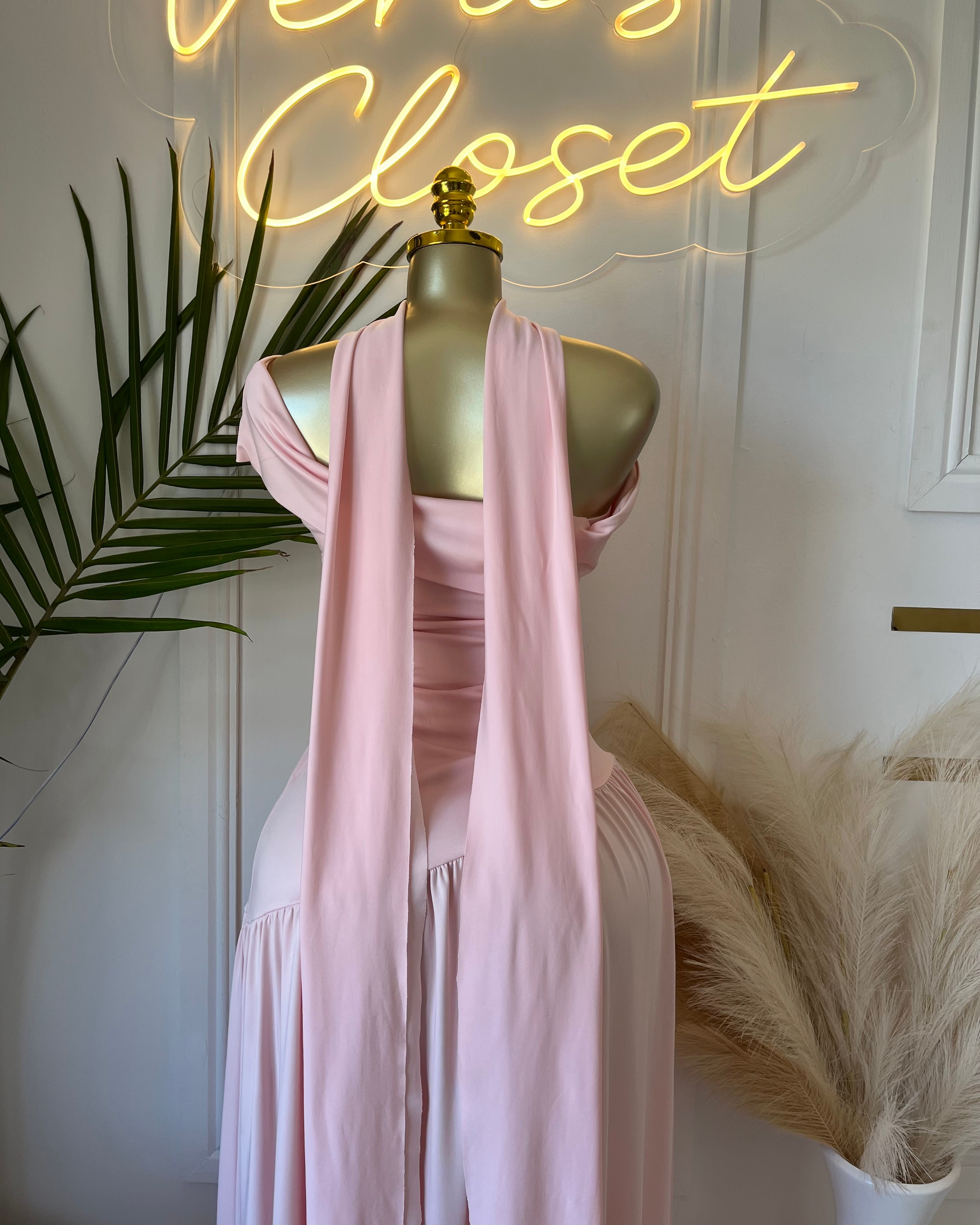 Amara Blush Off-Shoulder Maxi Dress