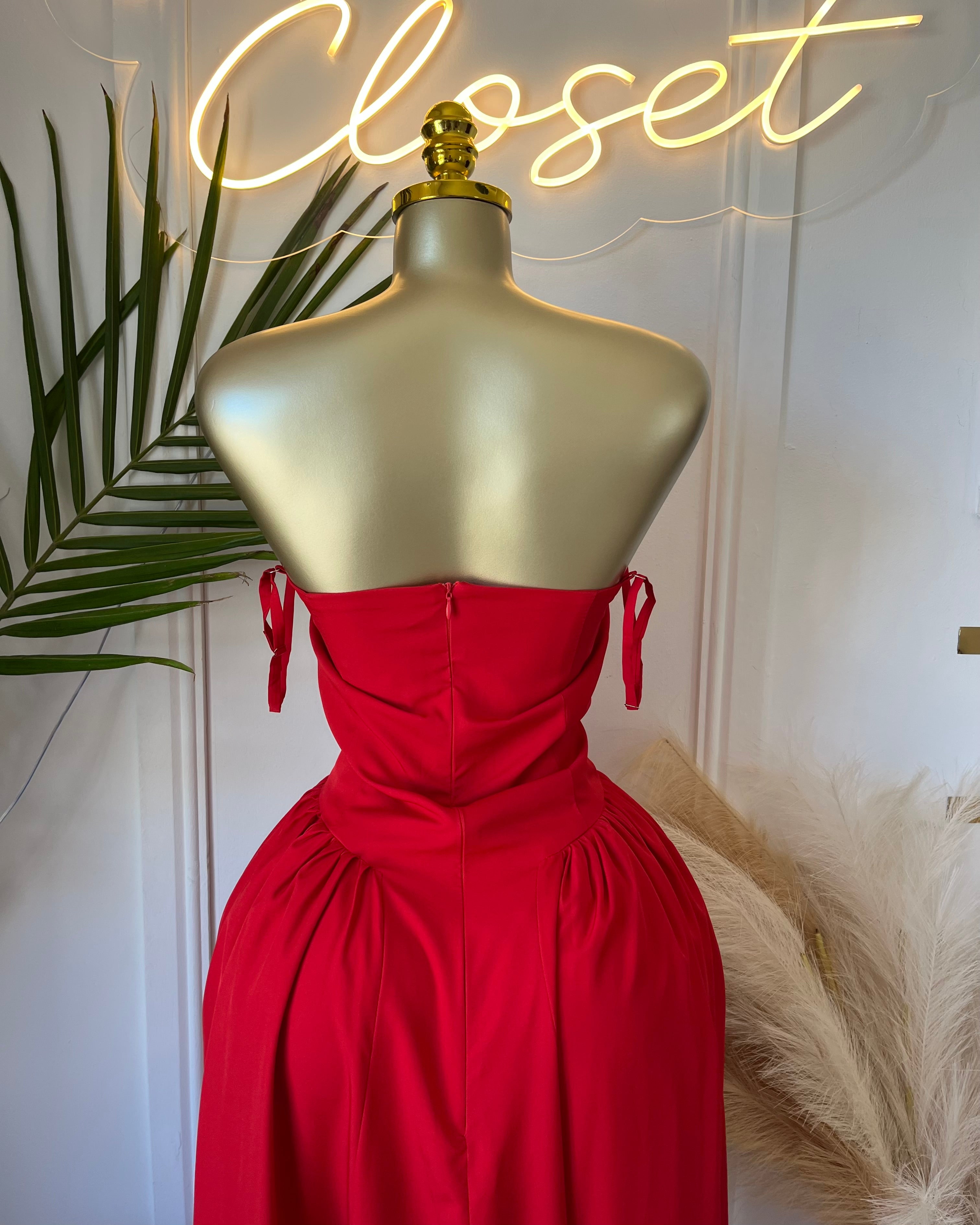 Esta Elegant Red Midi Dress