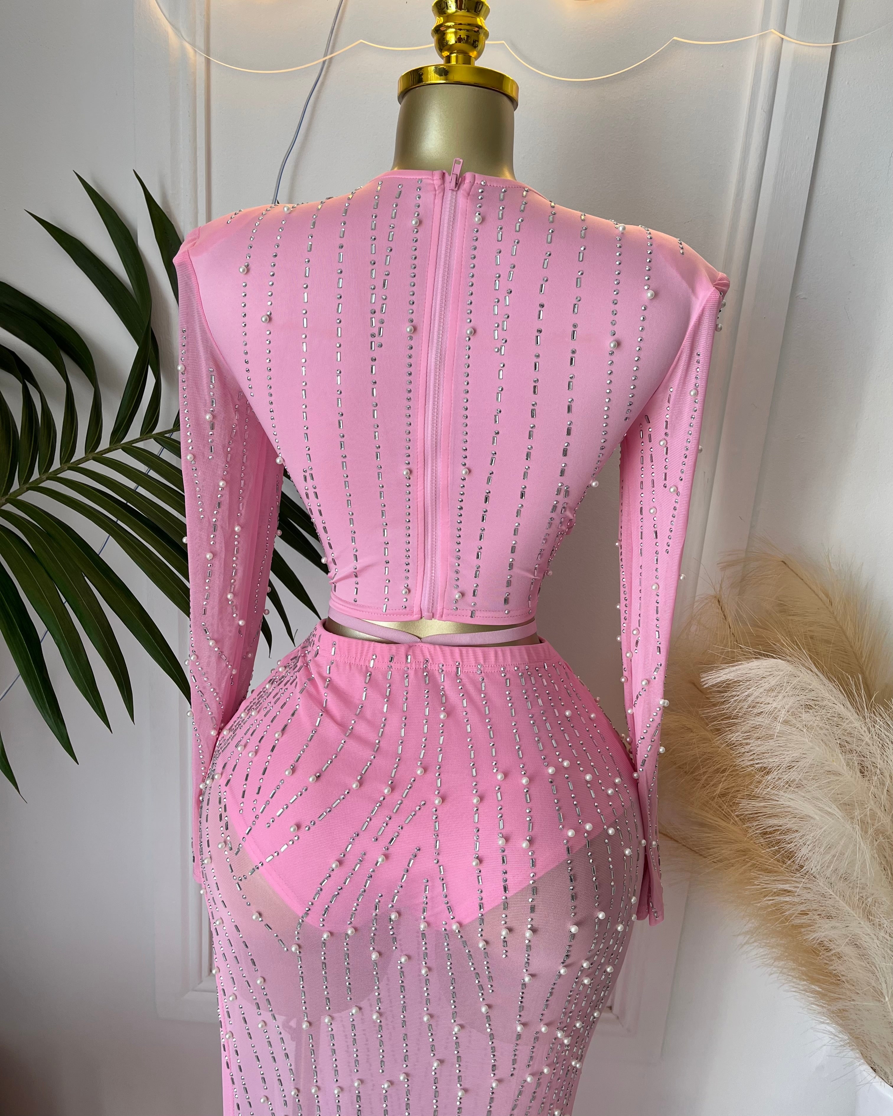 Lasique Rhinestone Skirt Set