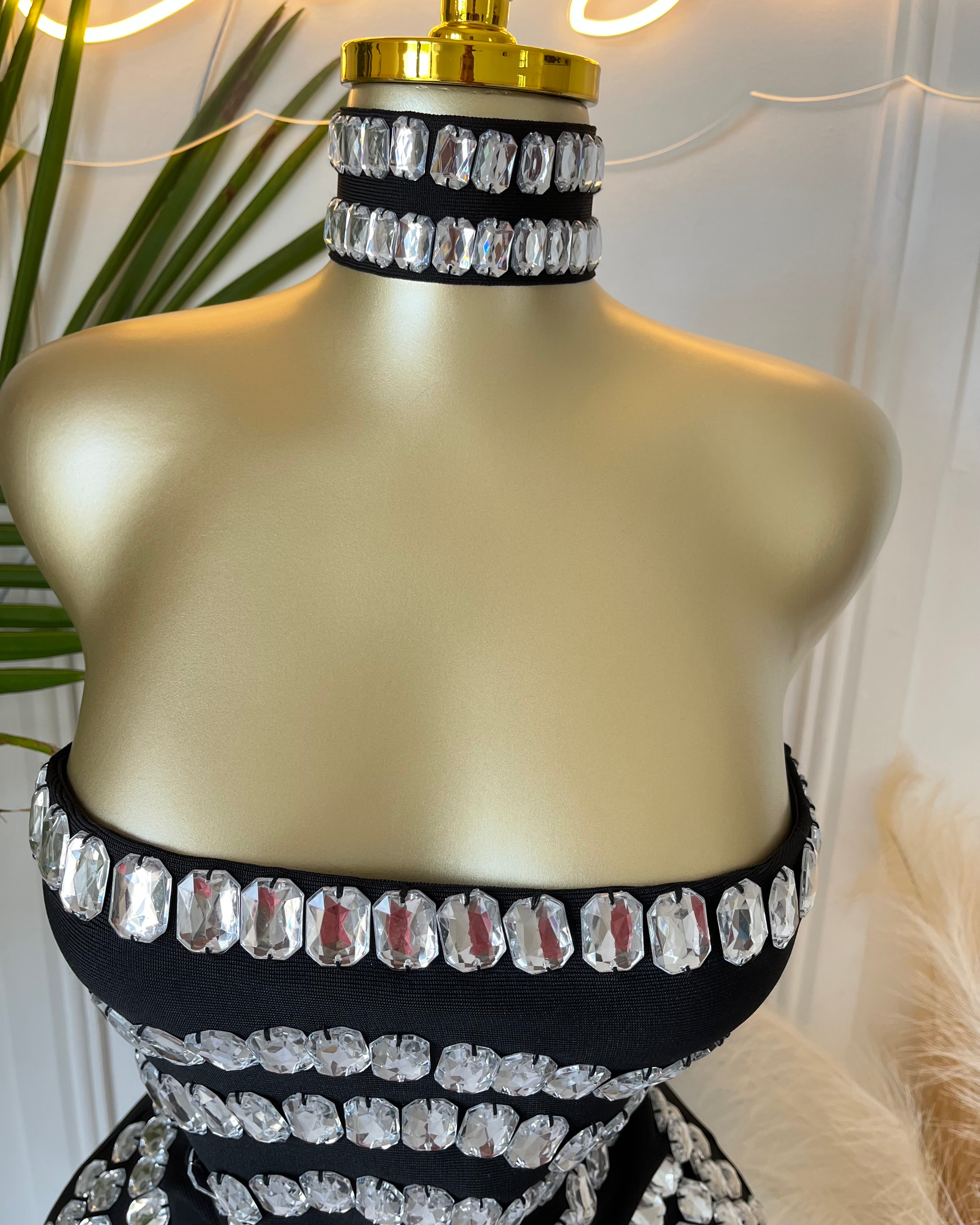 Zarielle Crystal Bodycon Mini Dress