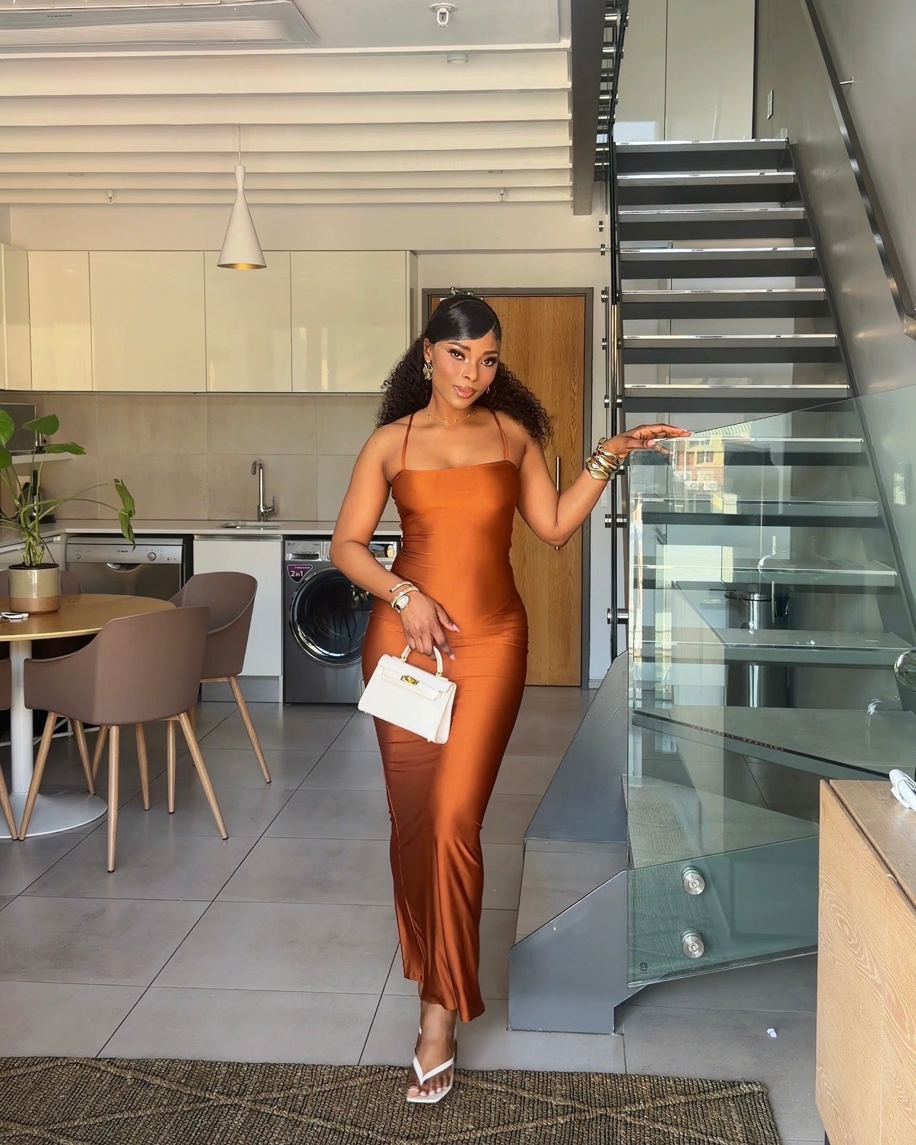 Nadia Open-Back Maxi Dress Orange