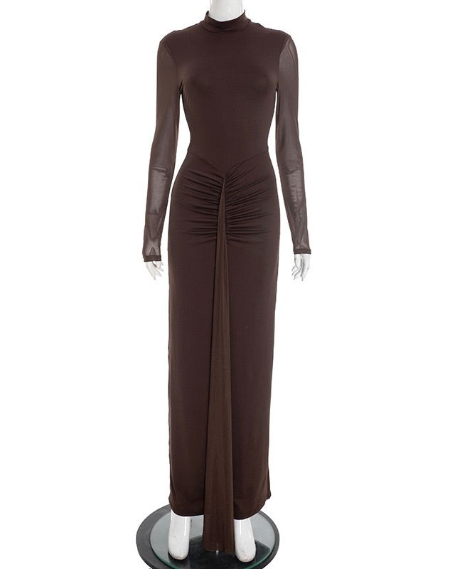 Noire Draped Sleeve Maxi Dress Purple