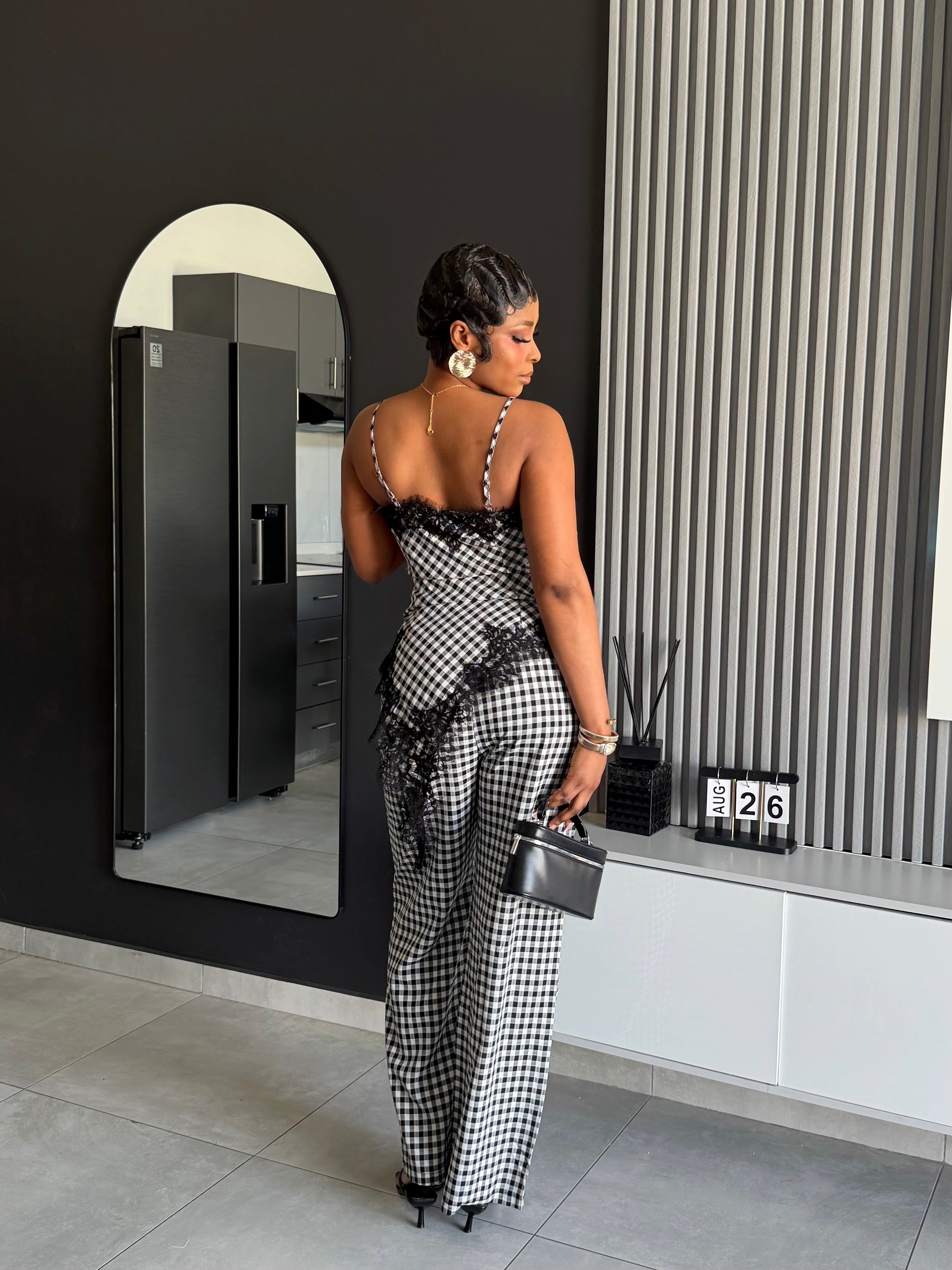 Giselle Lace Gingham Two-Piece Set