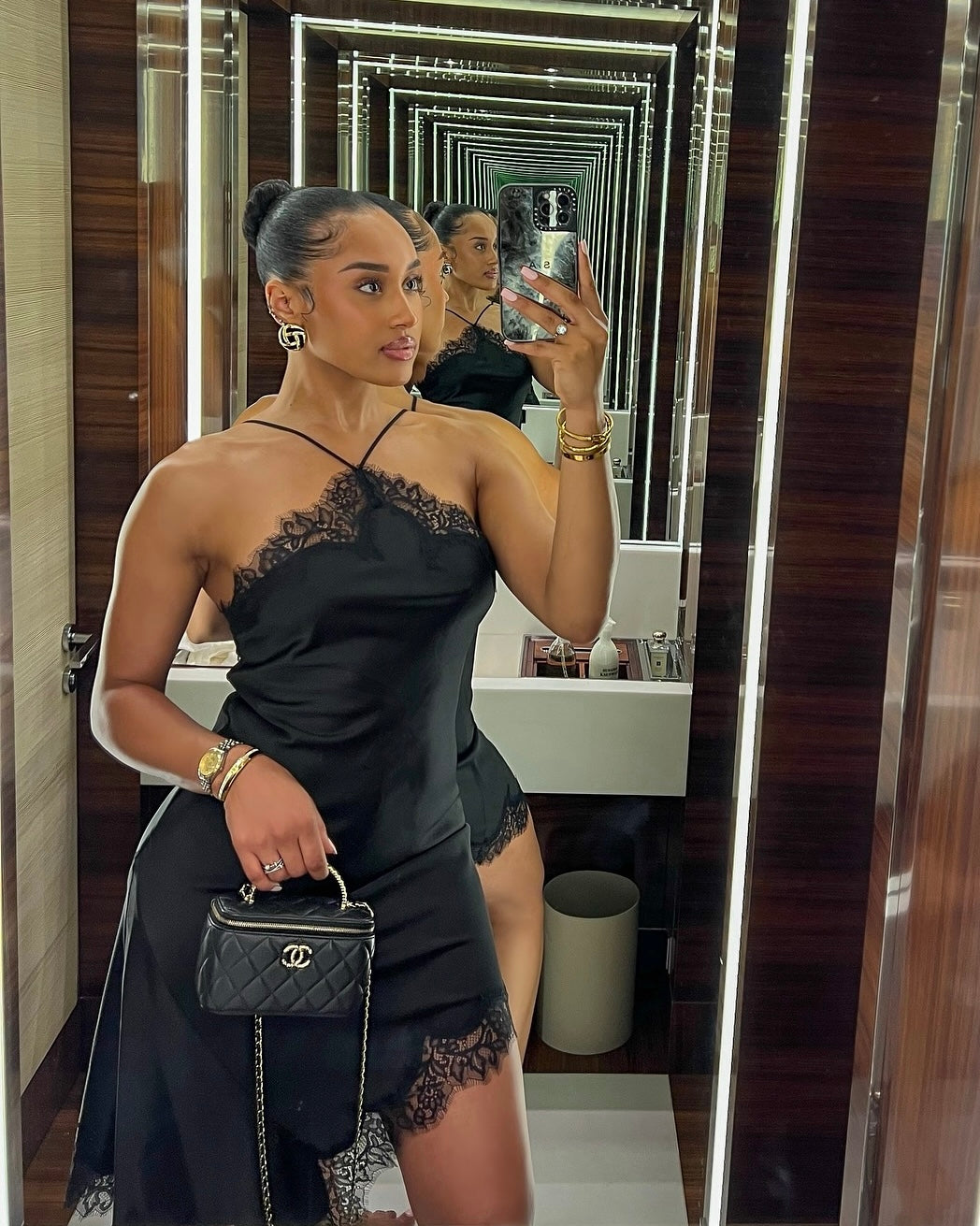 Odessa Satin Lace Mini Dress