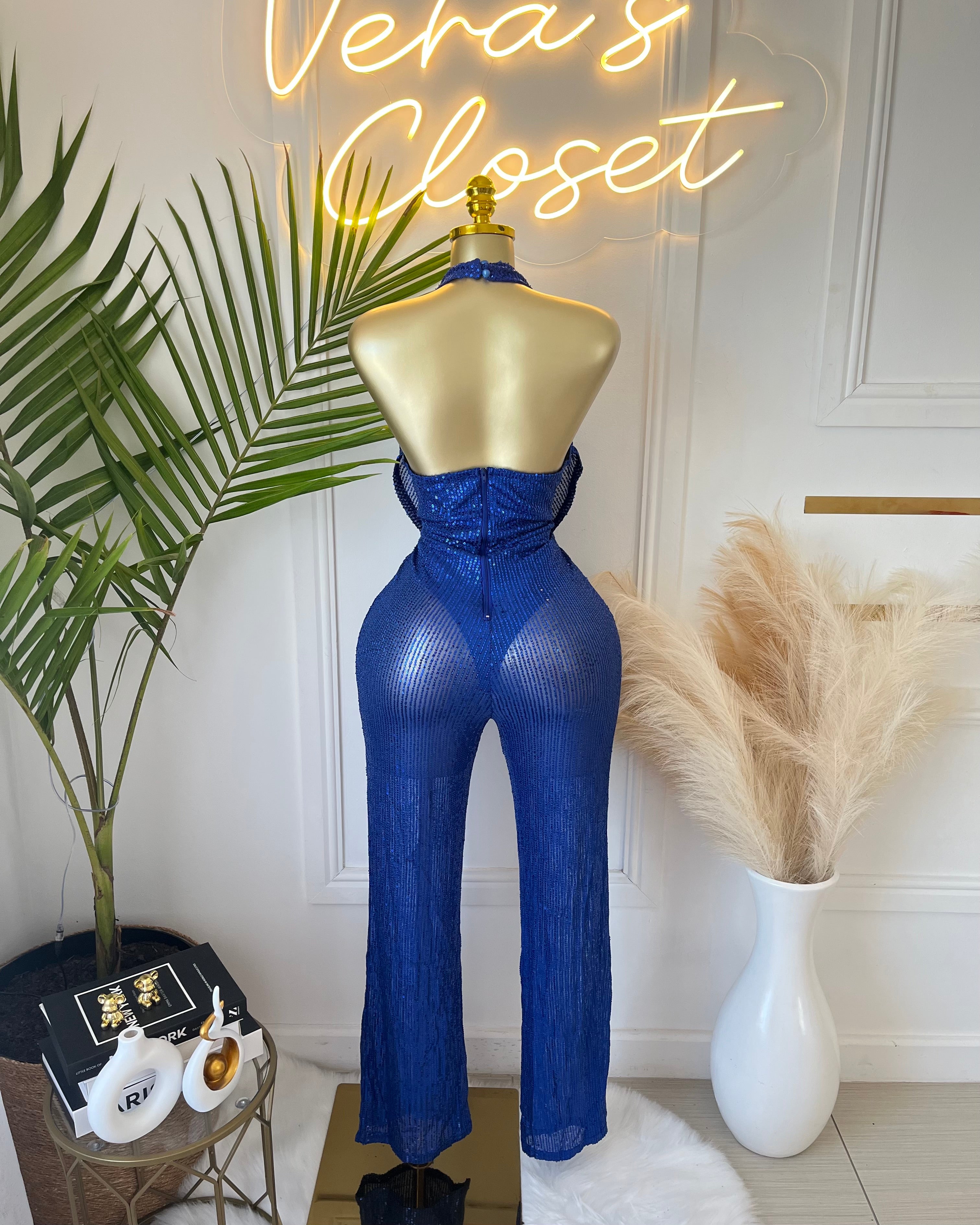 Keri Sequin Halter Jumpsuit