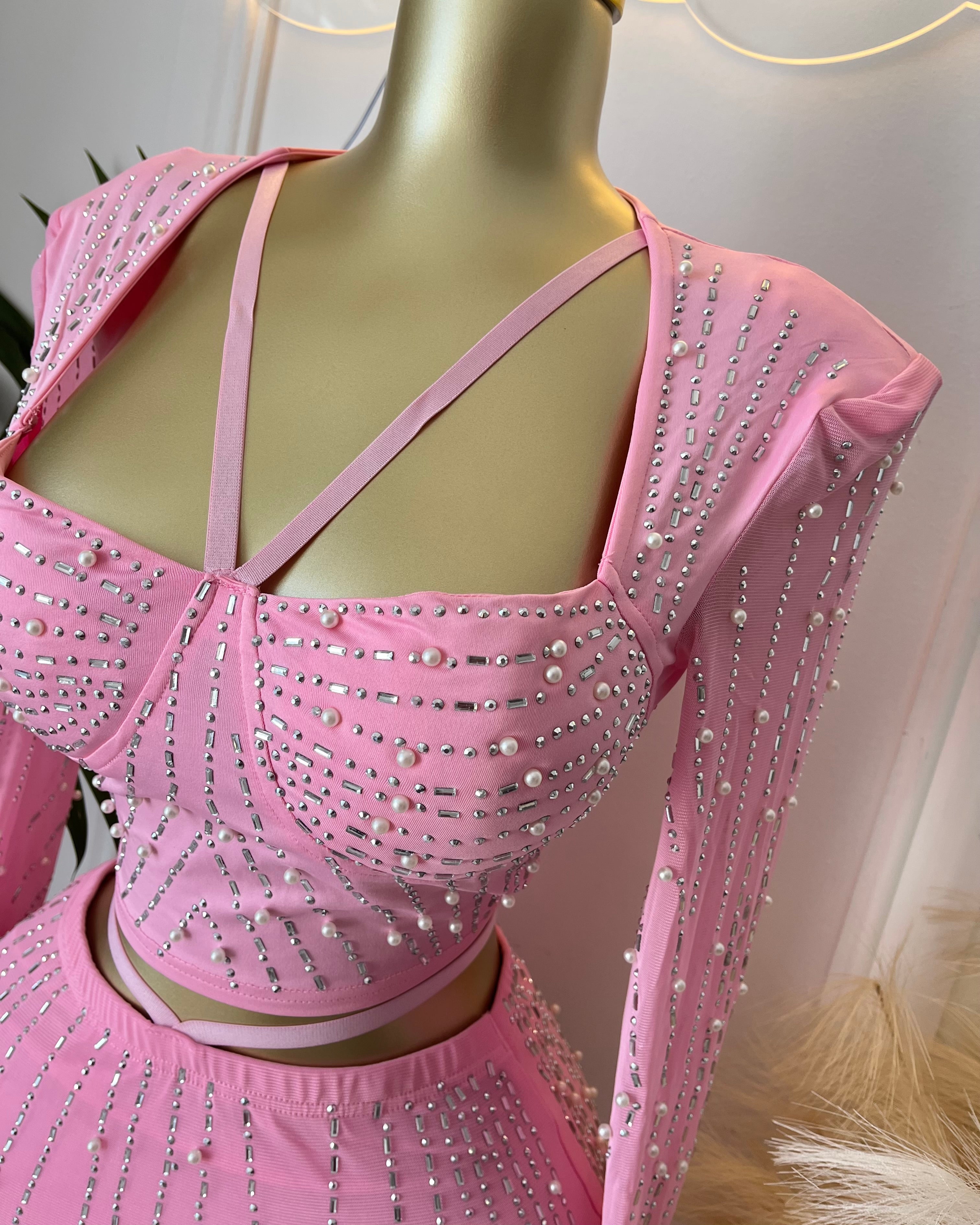 Lasique Rhinestone Skirt Set