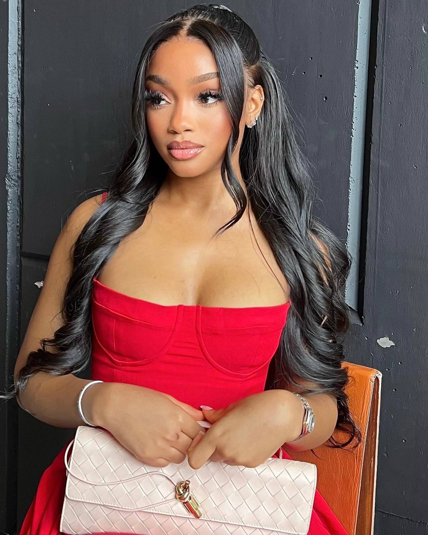 Esta Elegant Red Midi Dress