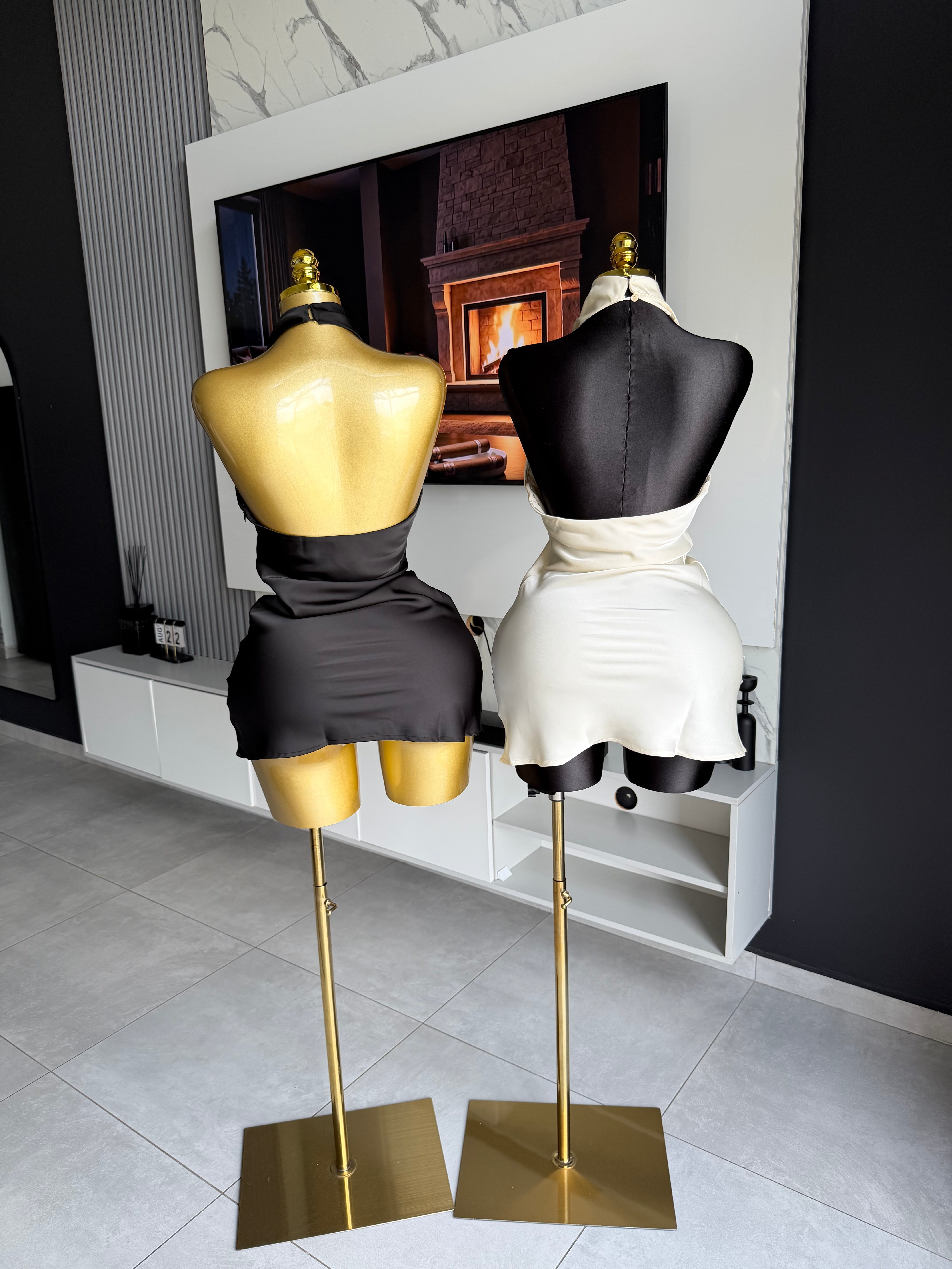 Amaya Satin Halter Mini Dress