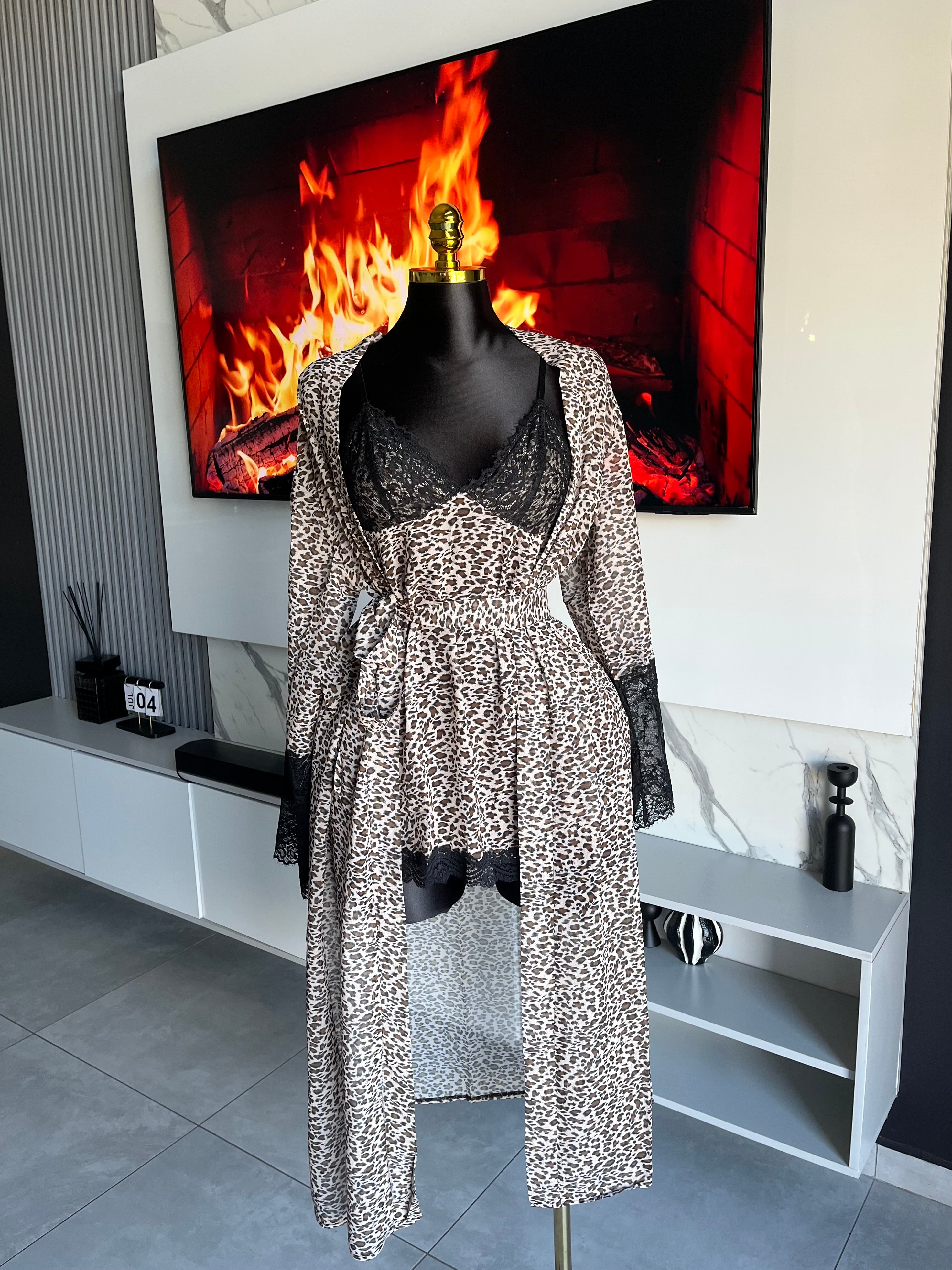 Sweet Dreams Leopard Lace Sleepwear Set
