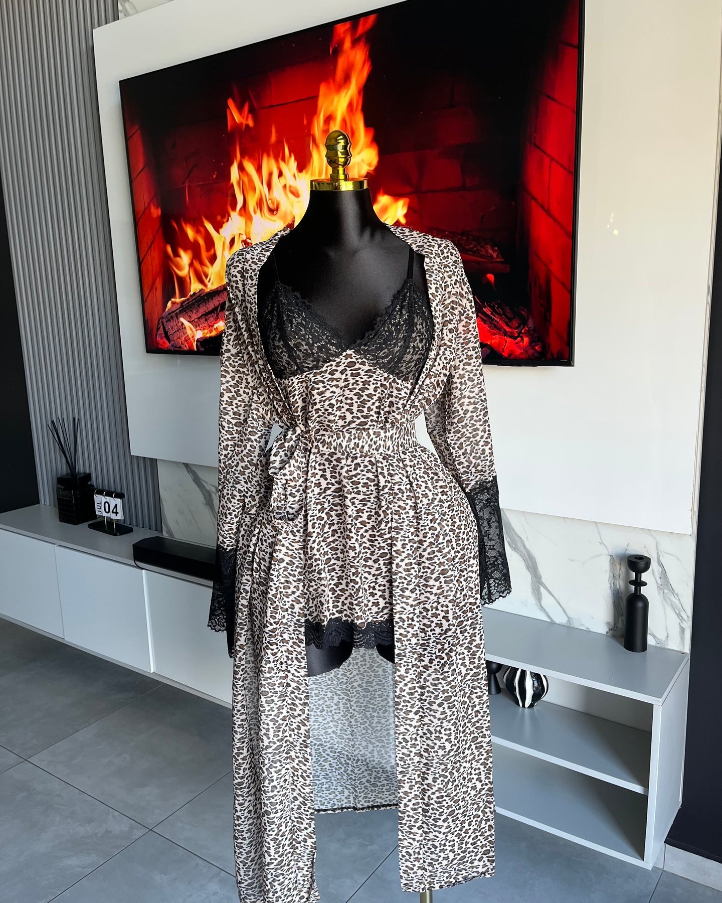 Sweet Dreams Leopard Lace Sleepwear Set