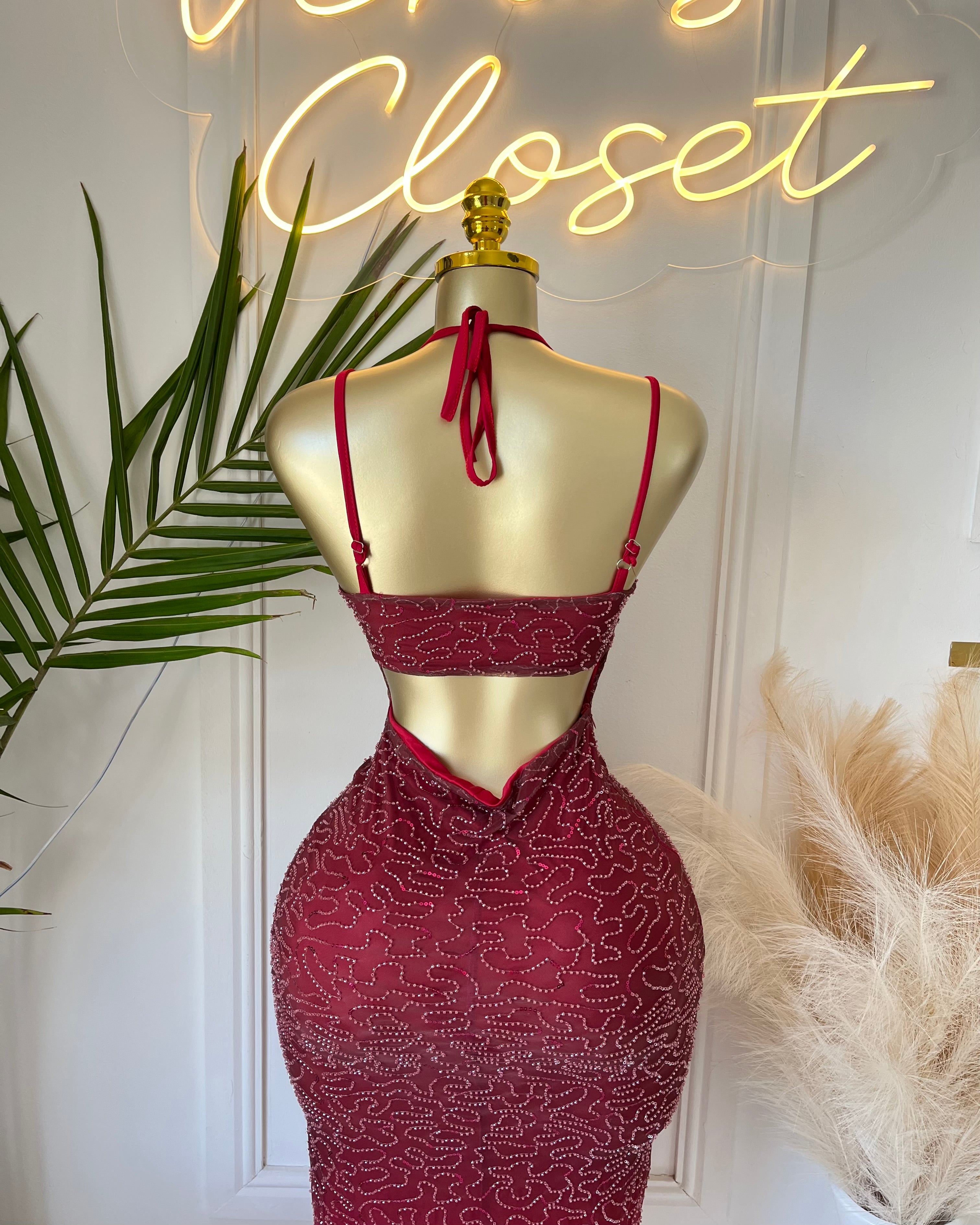 Scarlett Ember Beaded Midi Dress