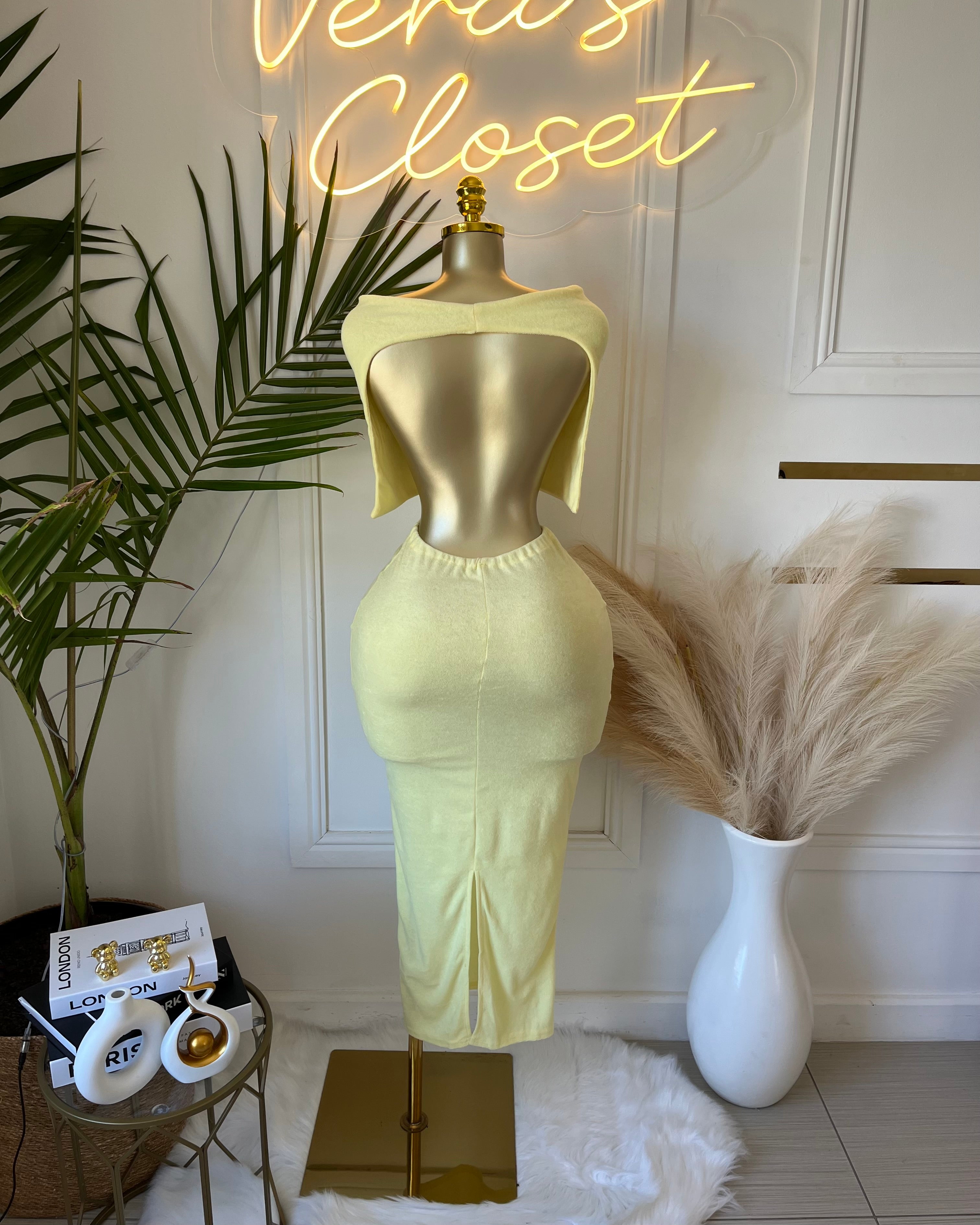 Espresso Lemon Cut-Out Maxi Dress