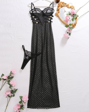 Sabrina Black Lace Sheer Maxi Dress