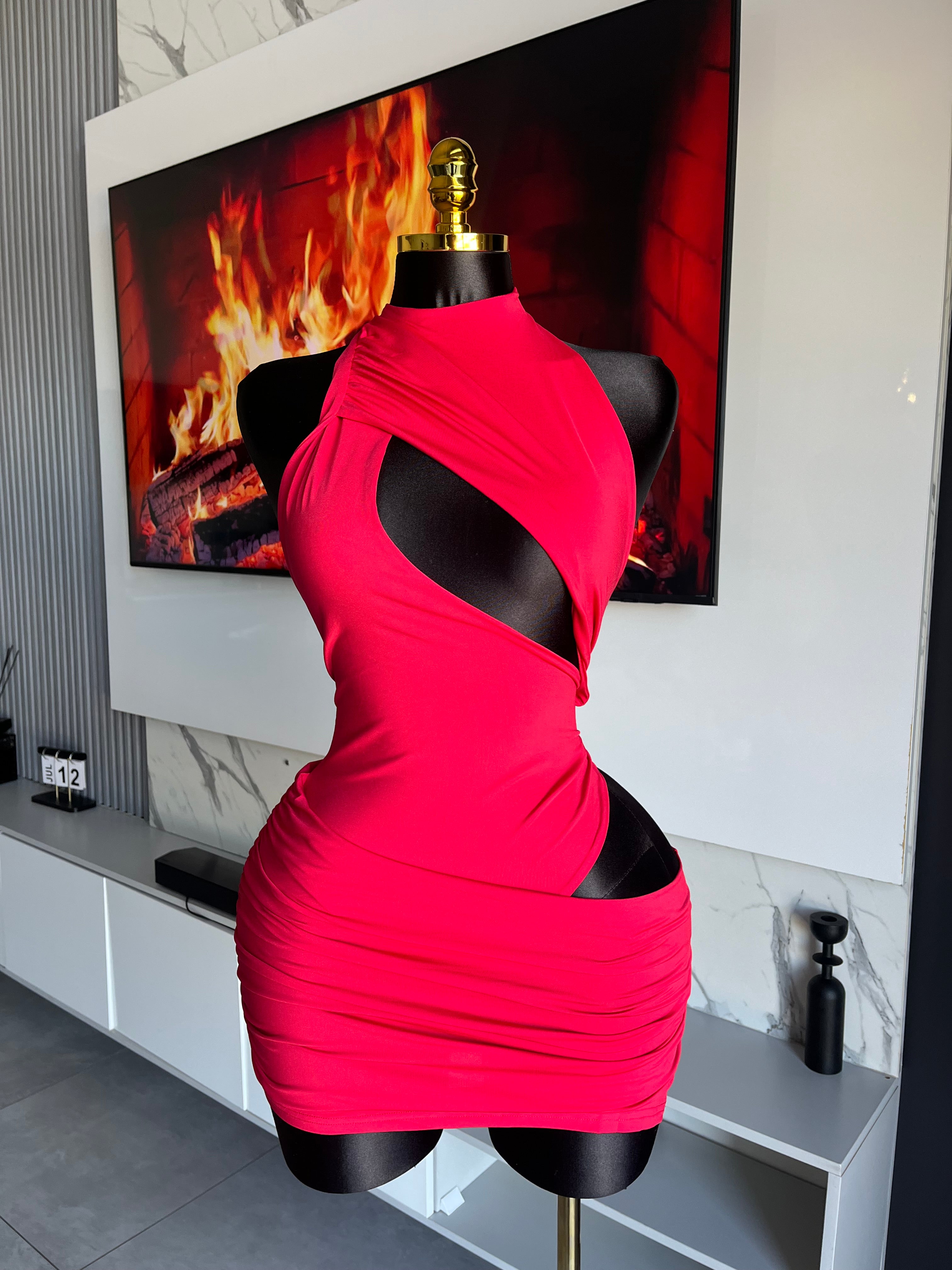 Inked Cut-Out Mini Dress