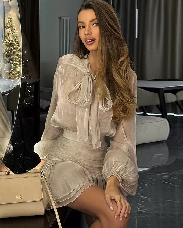 Elowen Bow Neck Mini Dress