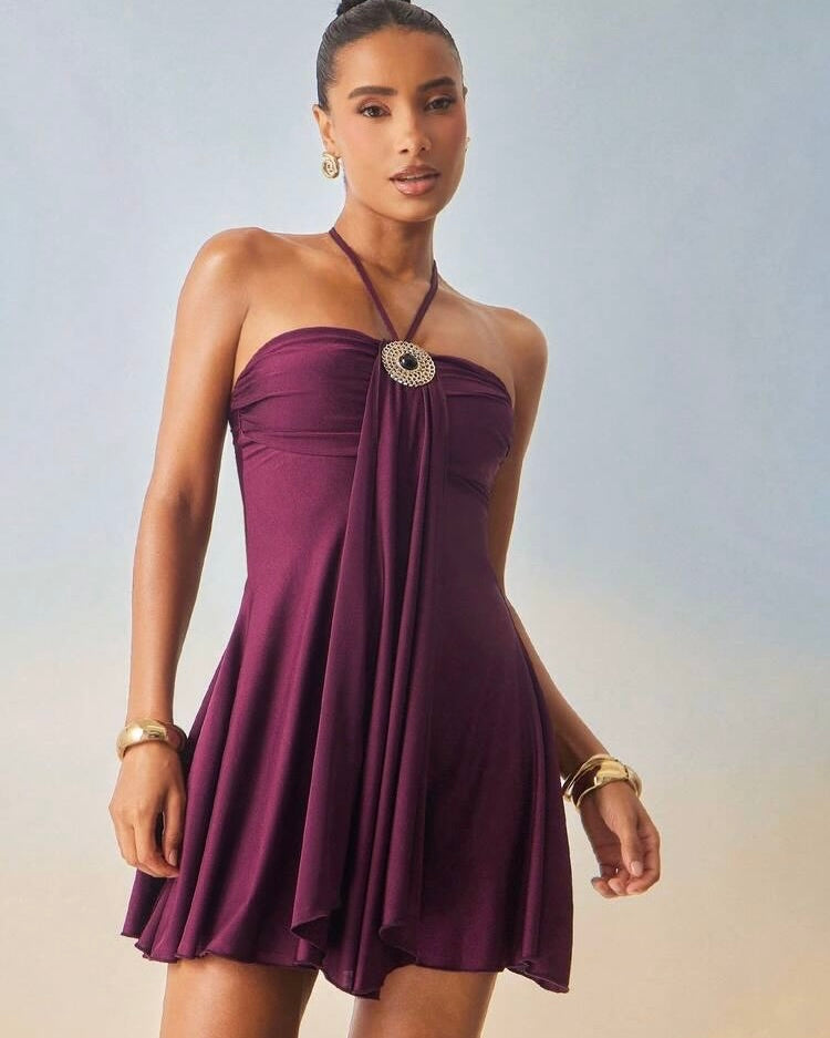 Anya Draped Halter Mini Dress