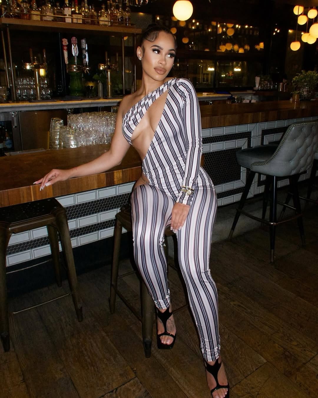 Maria One-Sleeve Cutout Jumpsuit
