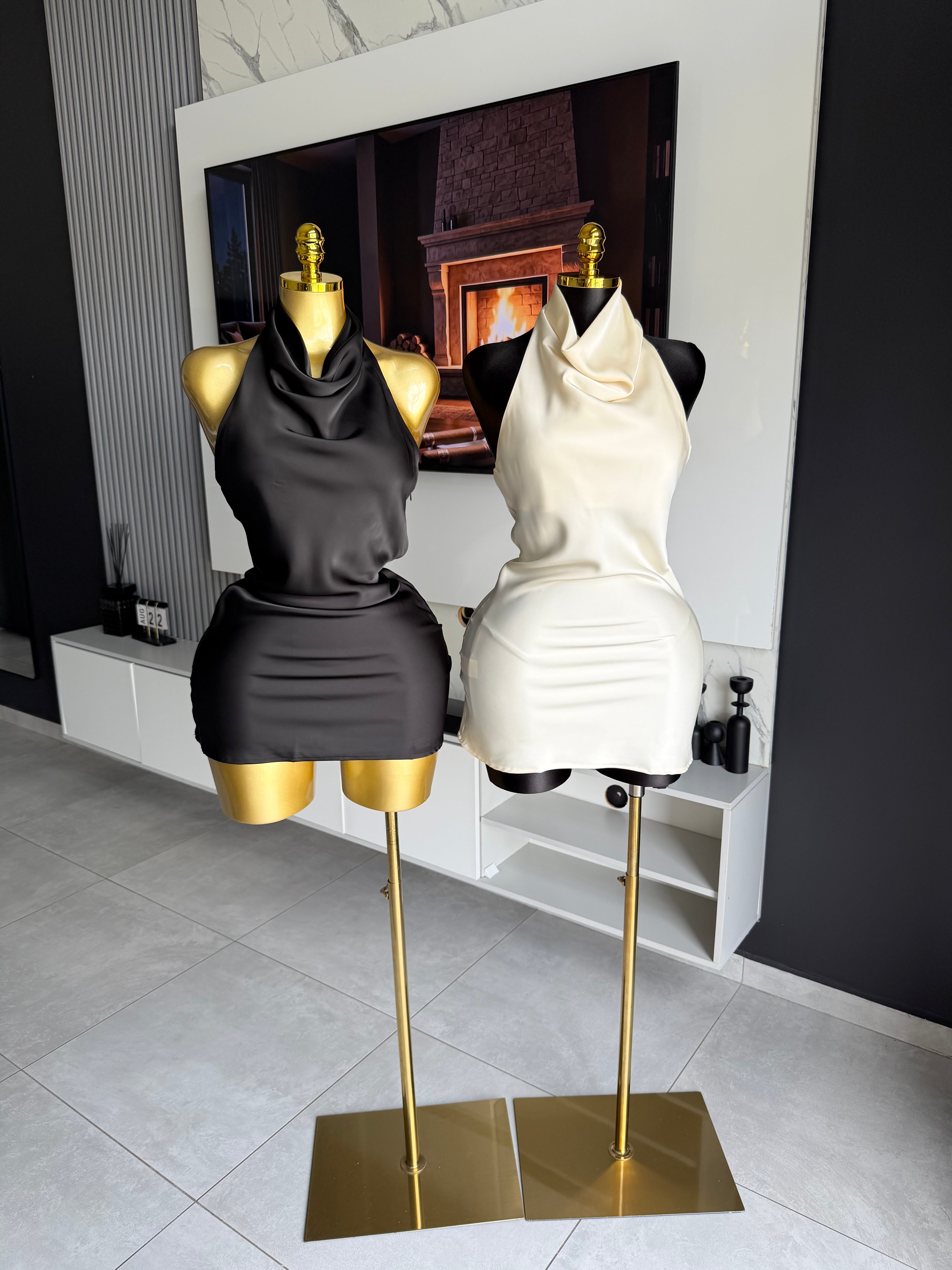 Amaya Satin Halter Mini Dress