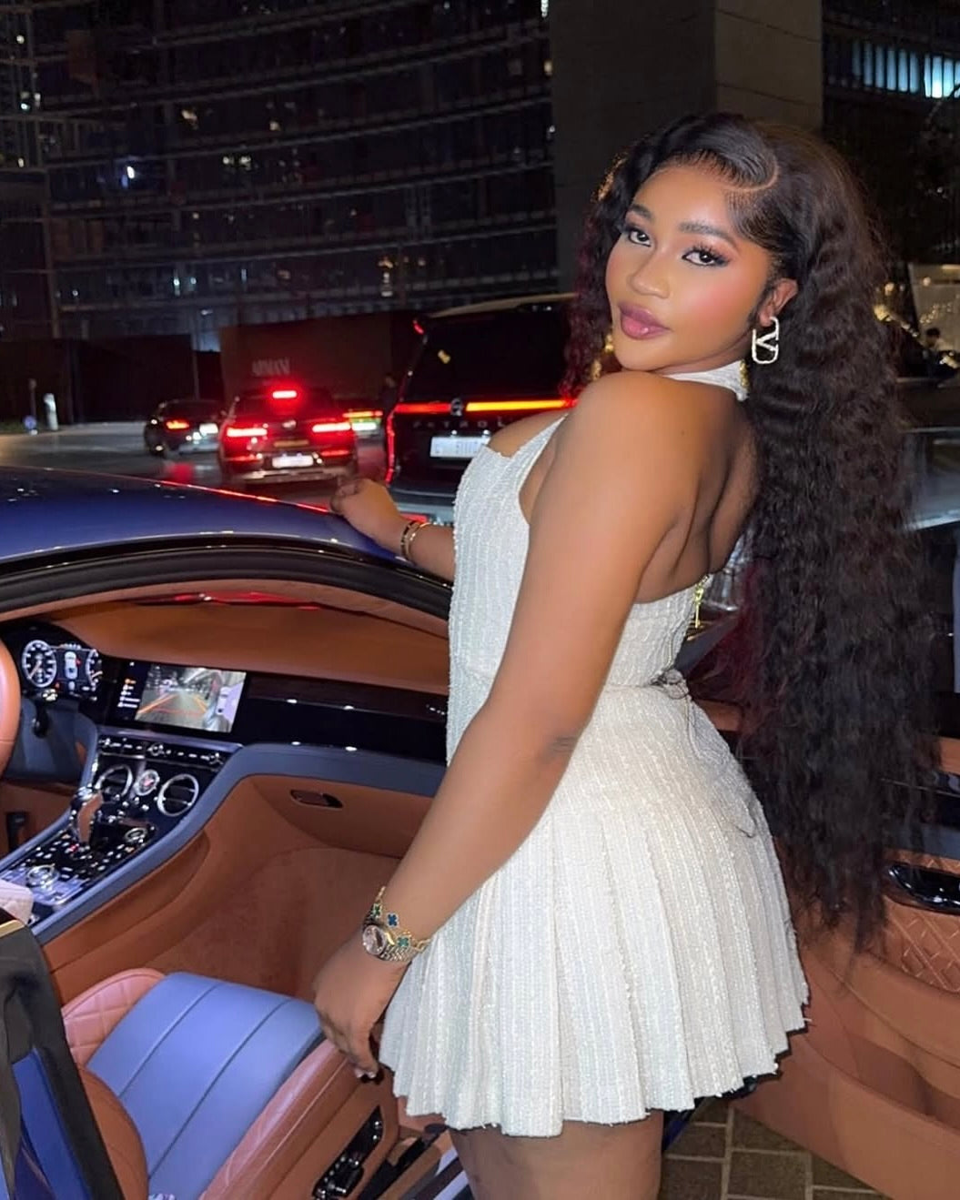 Cece Gold Button Halter Mini Dress