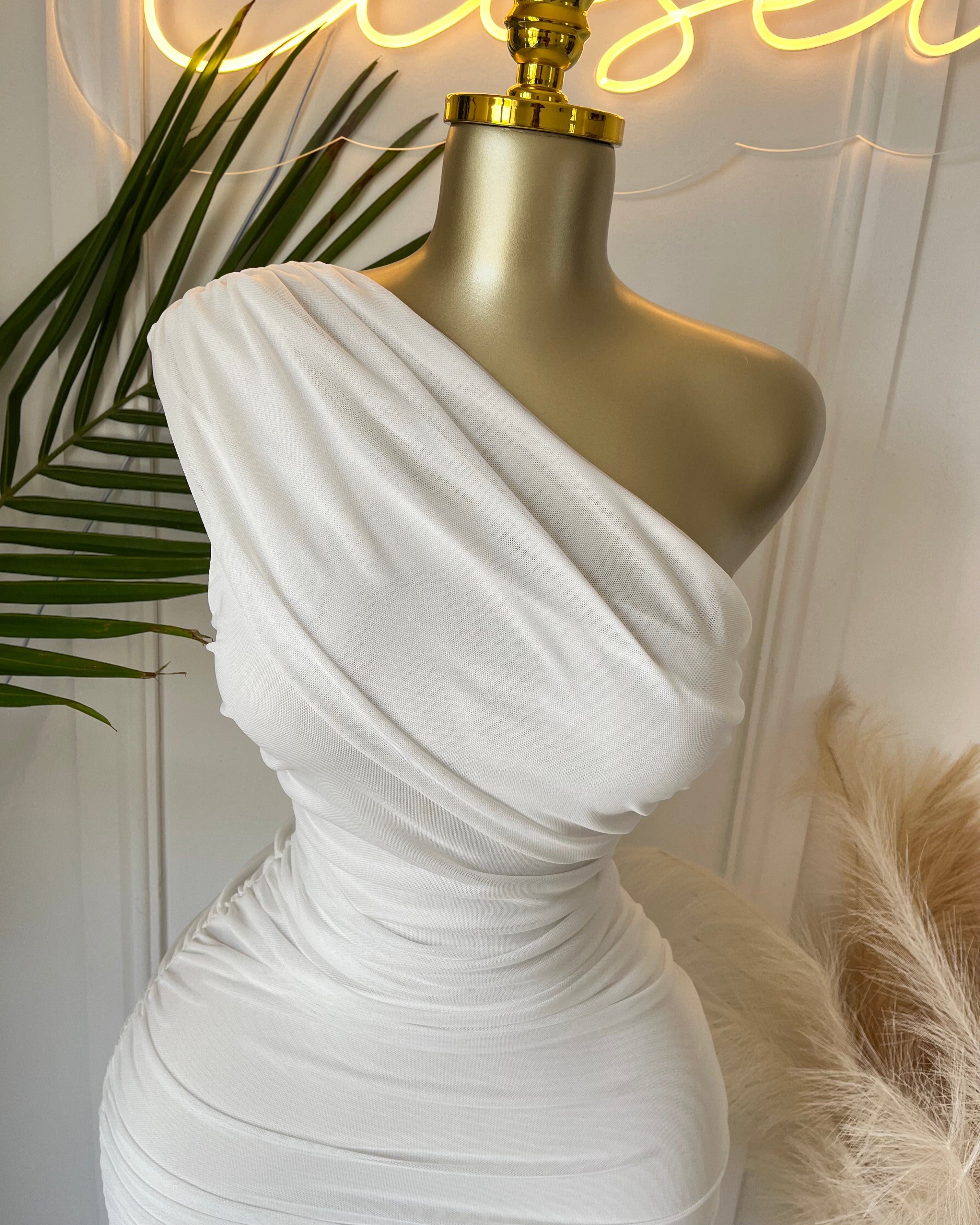 Celeste One-Shoulder Ruched Maxi Dress