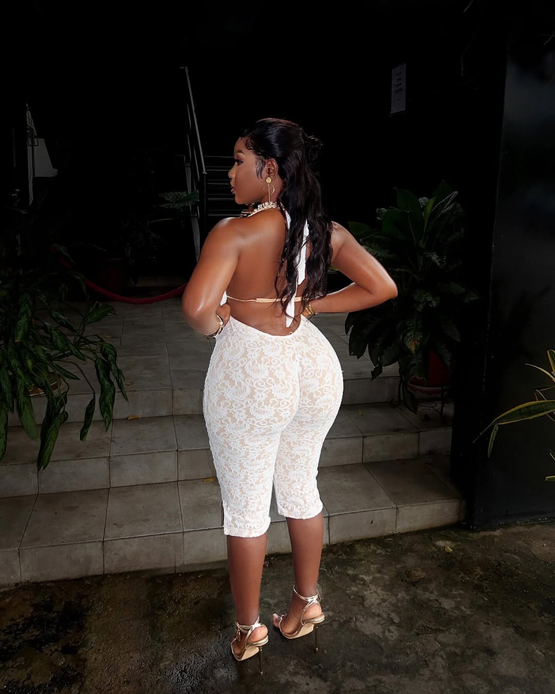 Eluzi Lace Halter Sculpt Jumpsuit