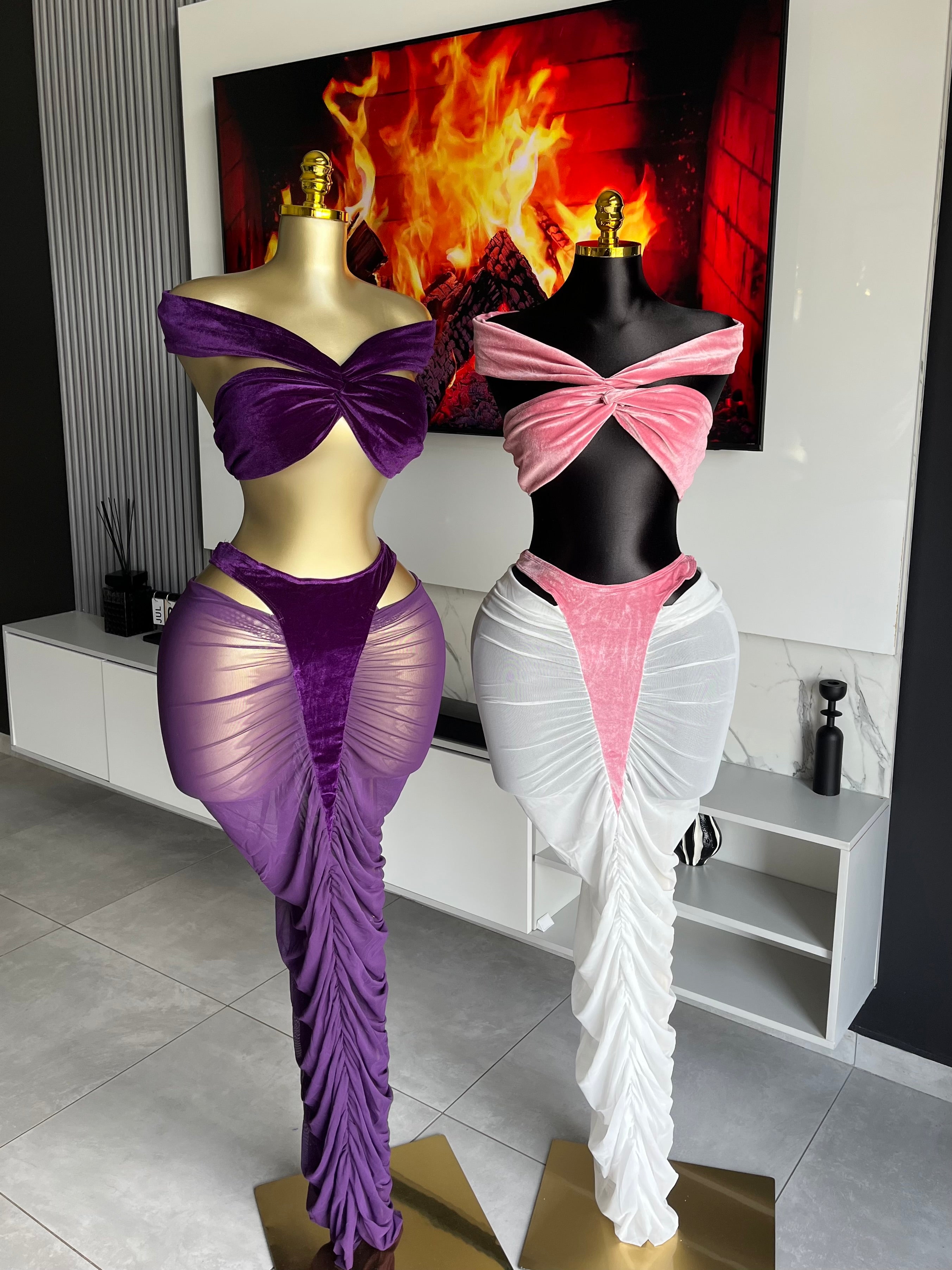 Kiaro Sheer Ruched Skirt Set