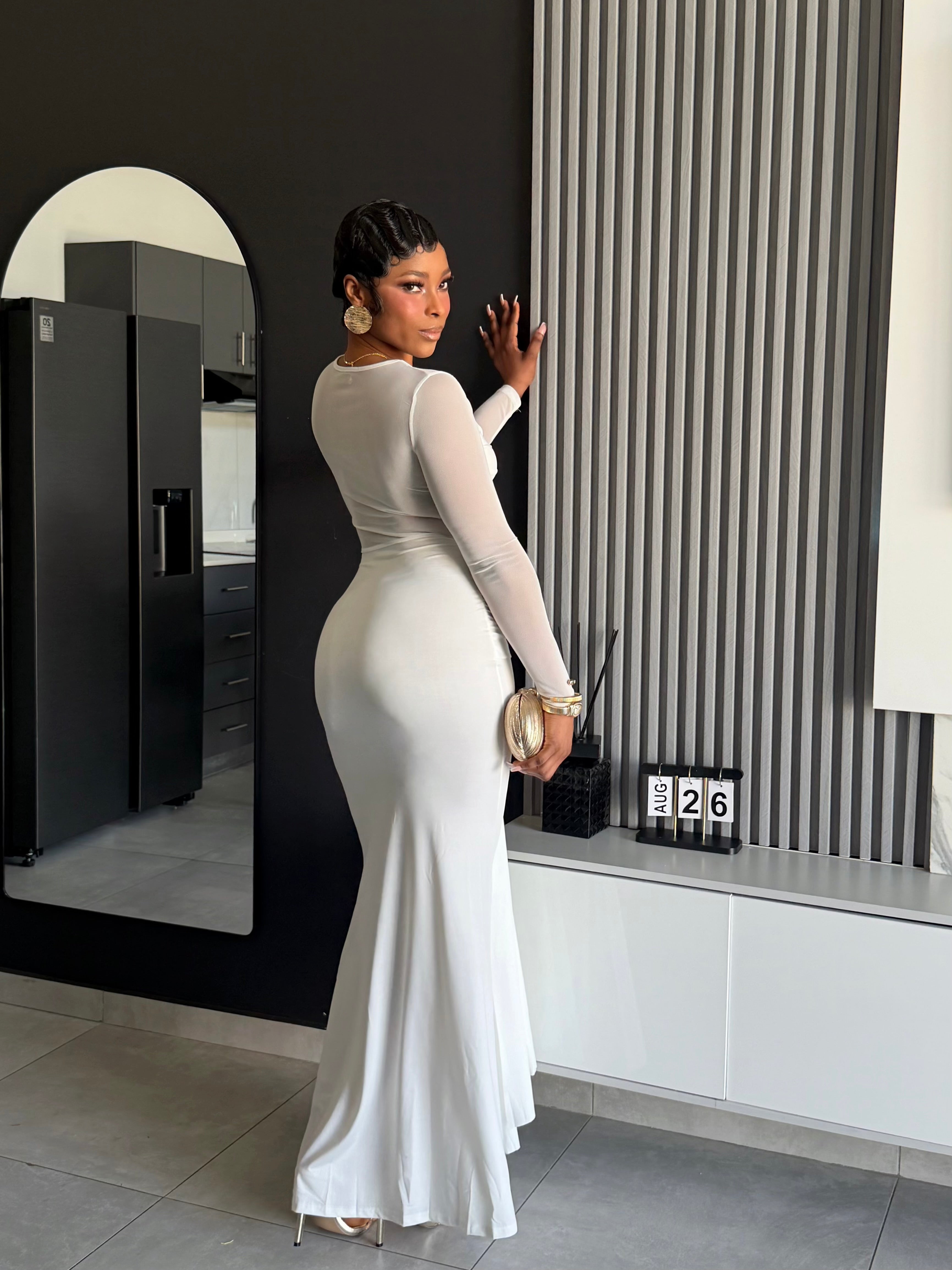 Seraphina Draped Long Sleeve Maxi Dress