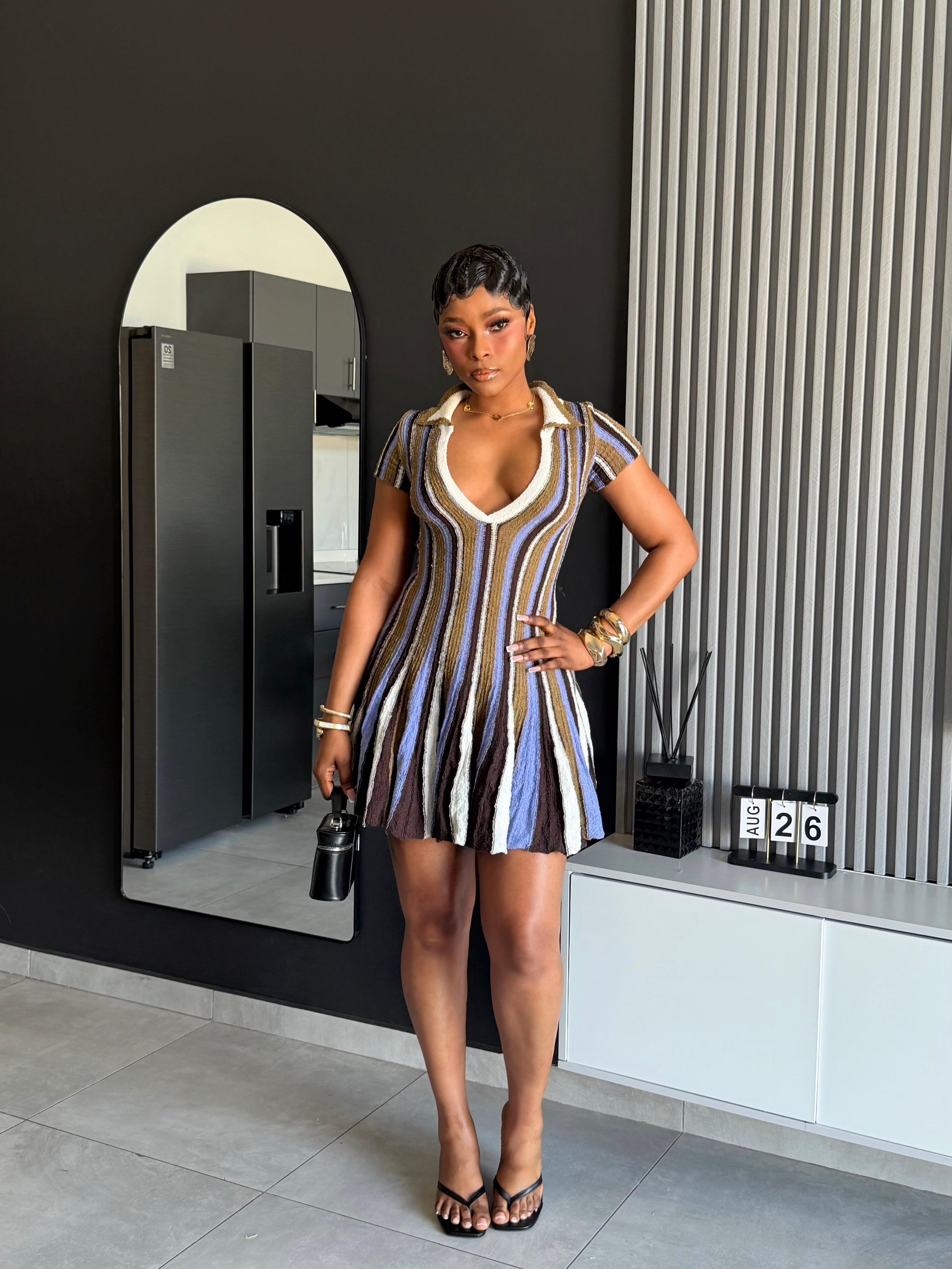 Talia Striped Knit Mini Dress