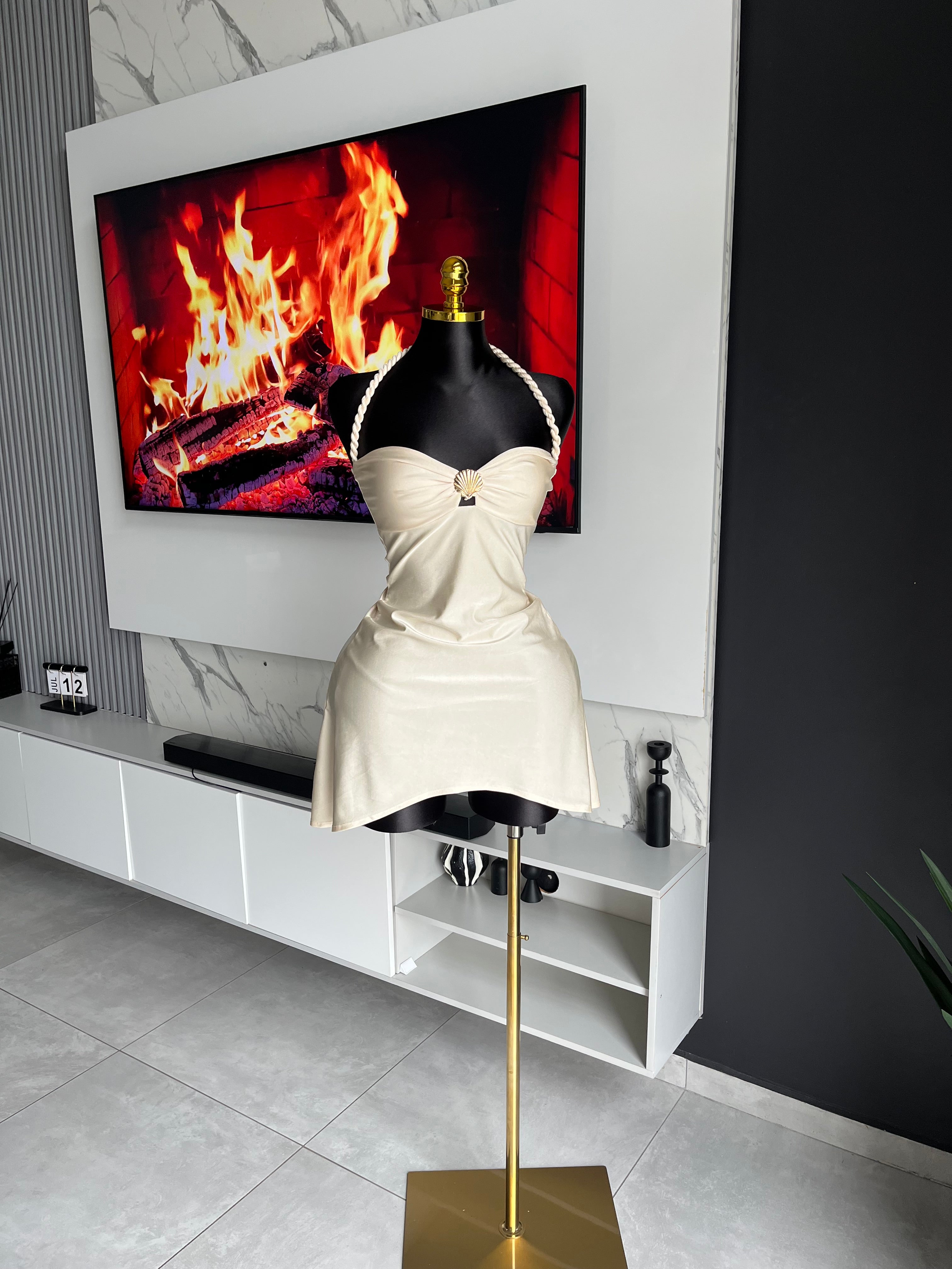 Maris Shell Halter Mini Dress