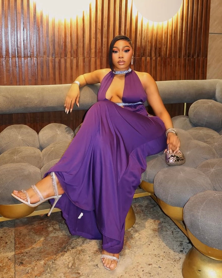 Amara Purple Cut-Out Maxi Dress