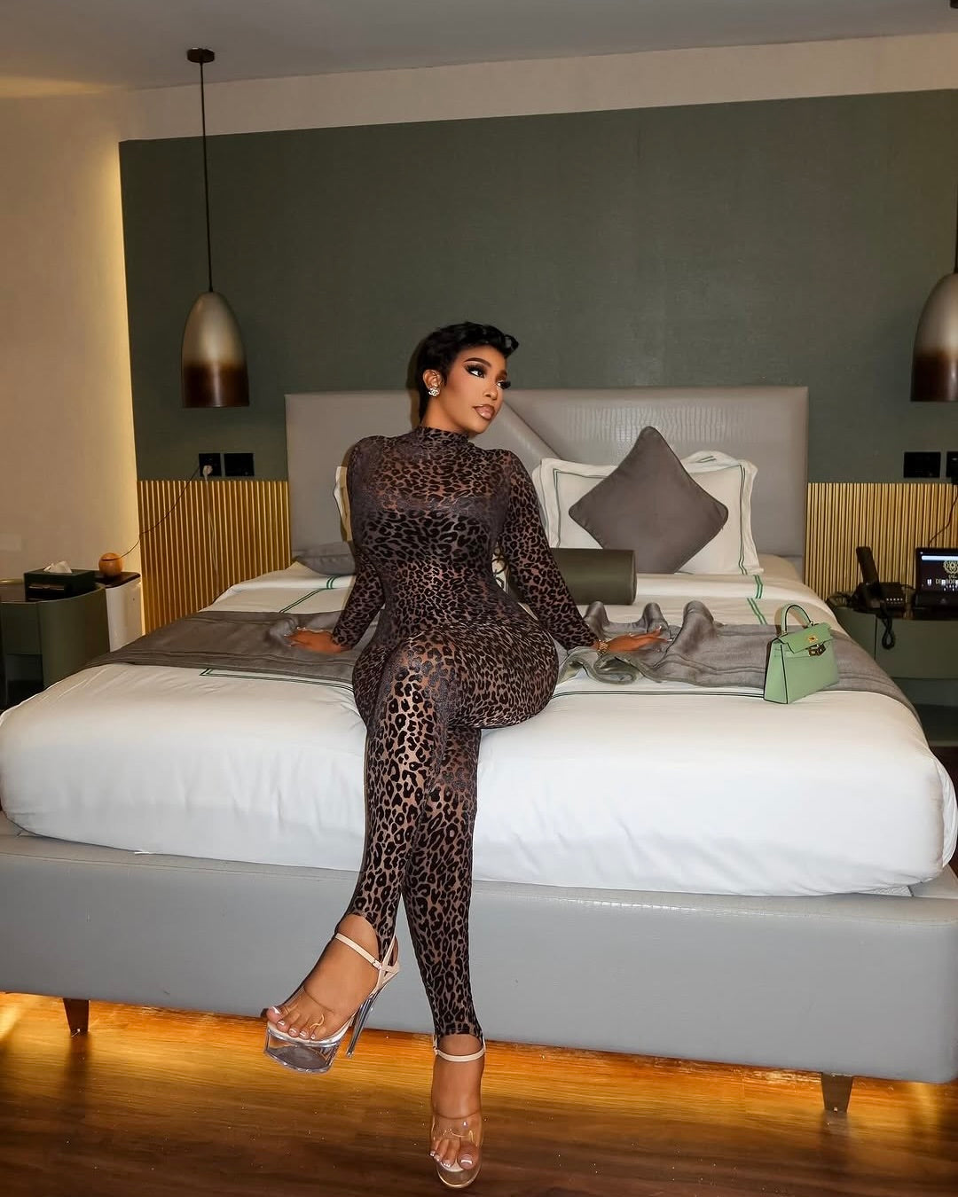 Mirage Leopard Print Mesh Jumpsuit