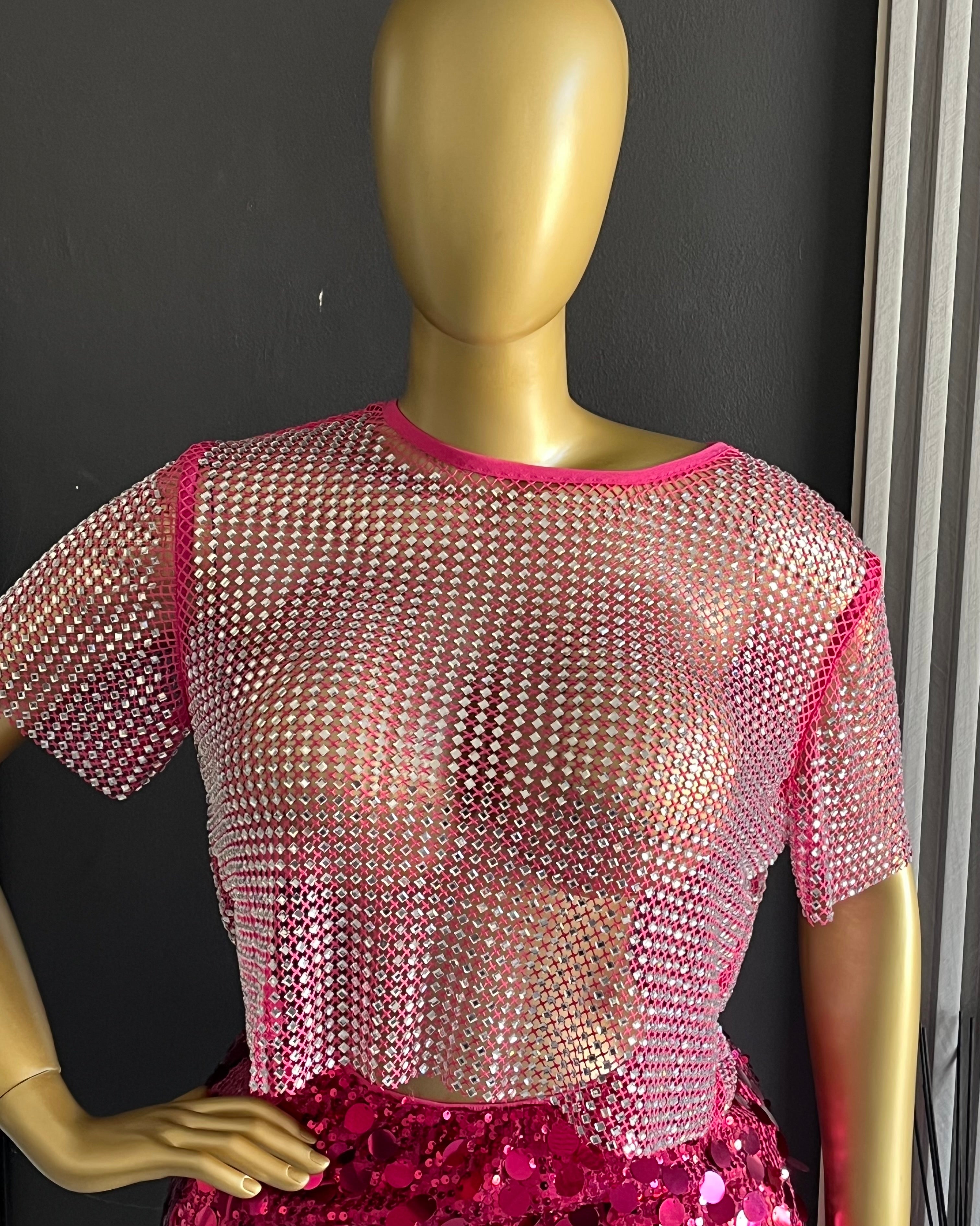 Cassidy Rhinestones Mesh Top & Skirt