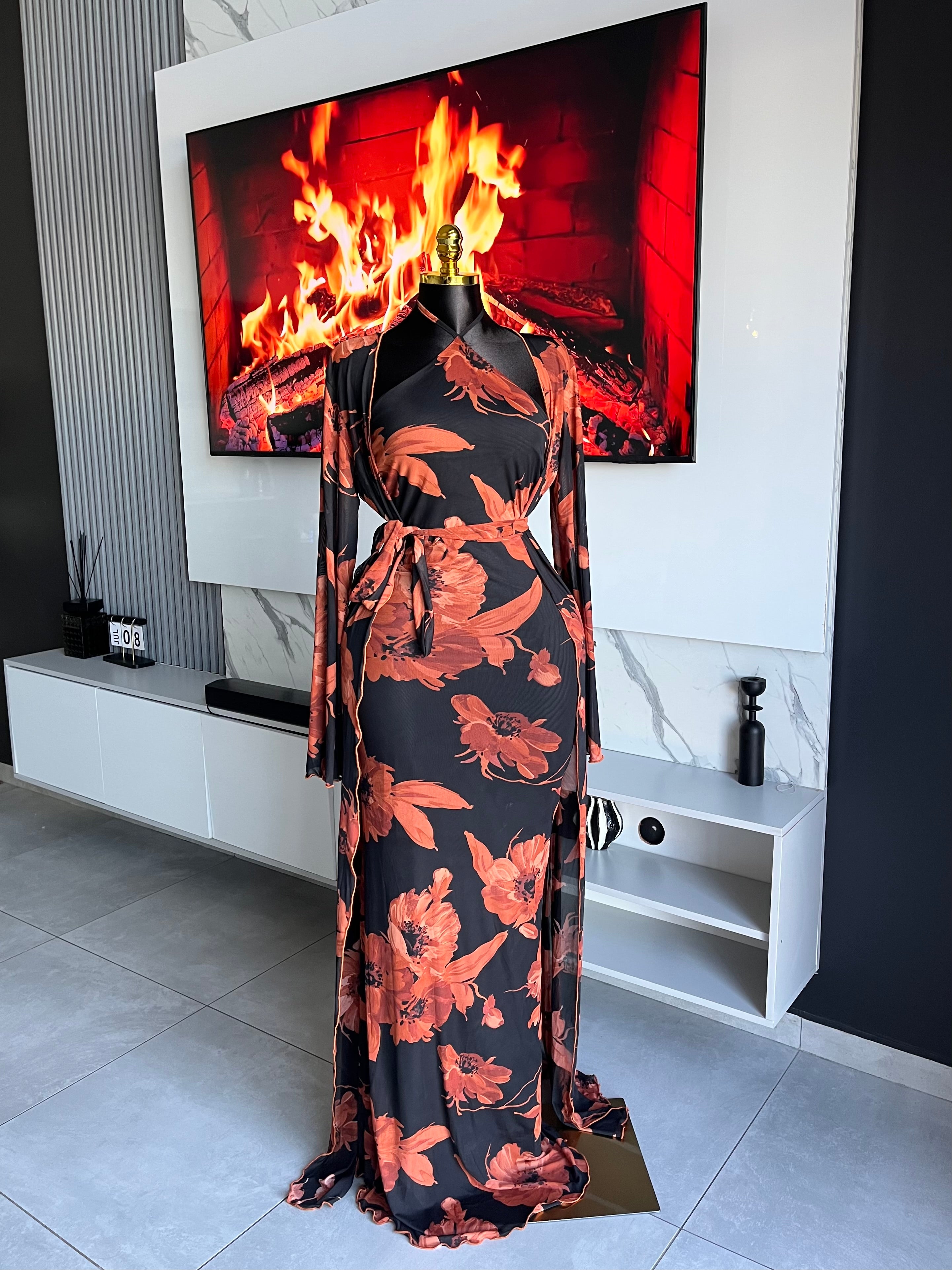 Aurelia Floral Mesh Maxi Dress