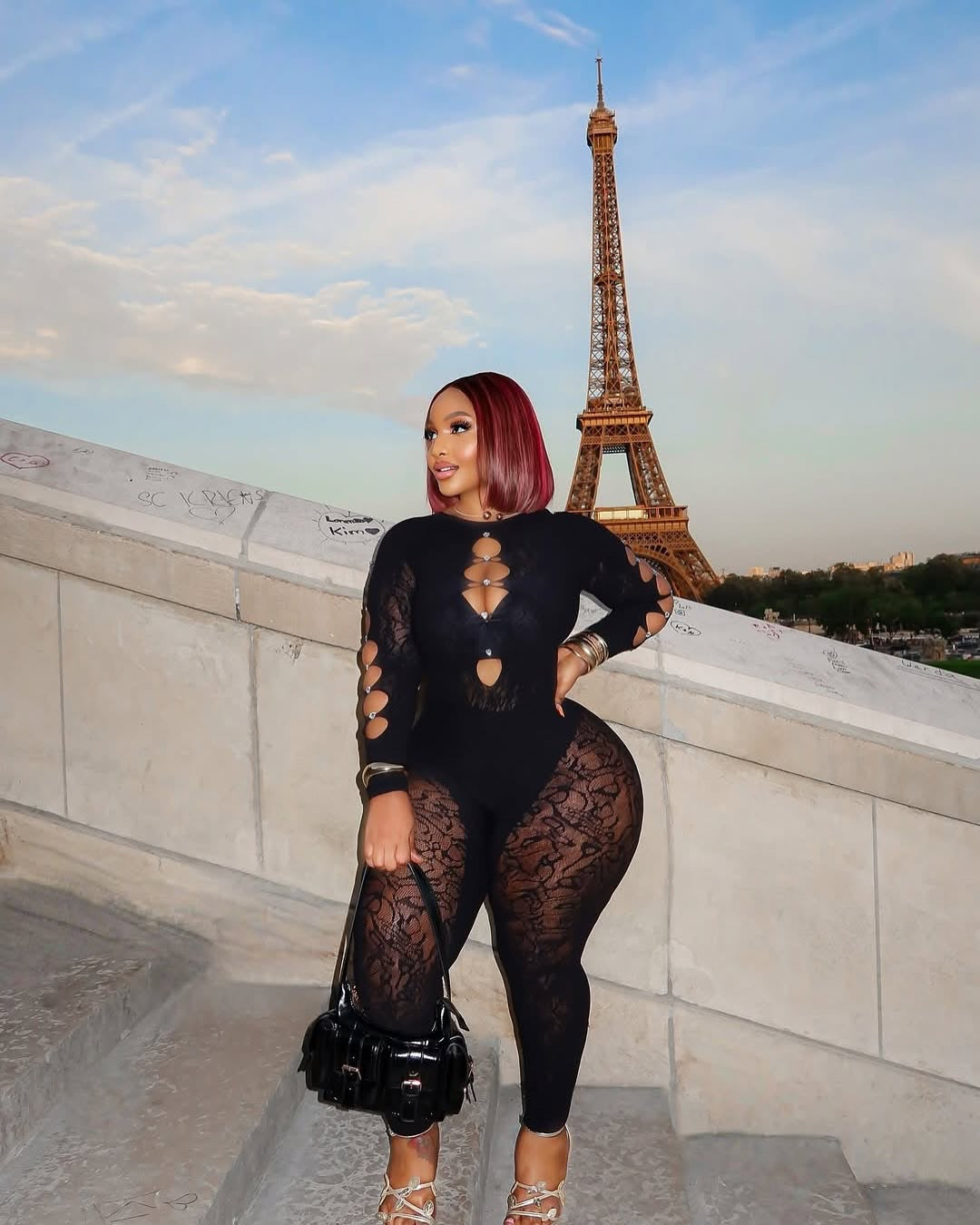 Tamara Lace Cut-Out Bodysuit Jumpsuit