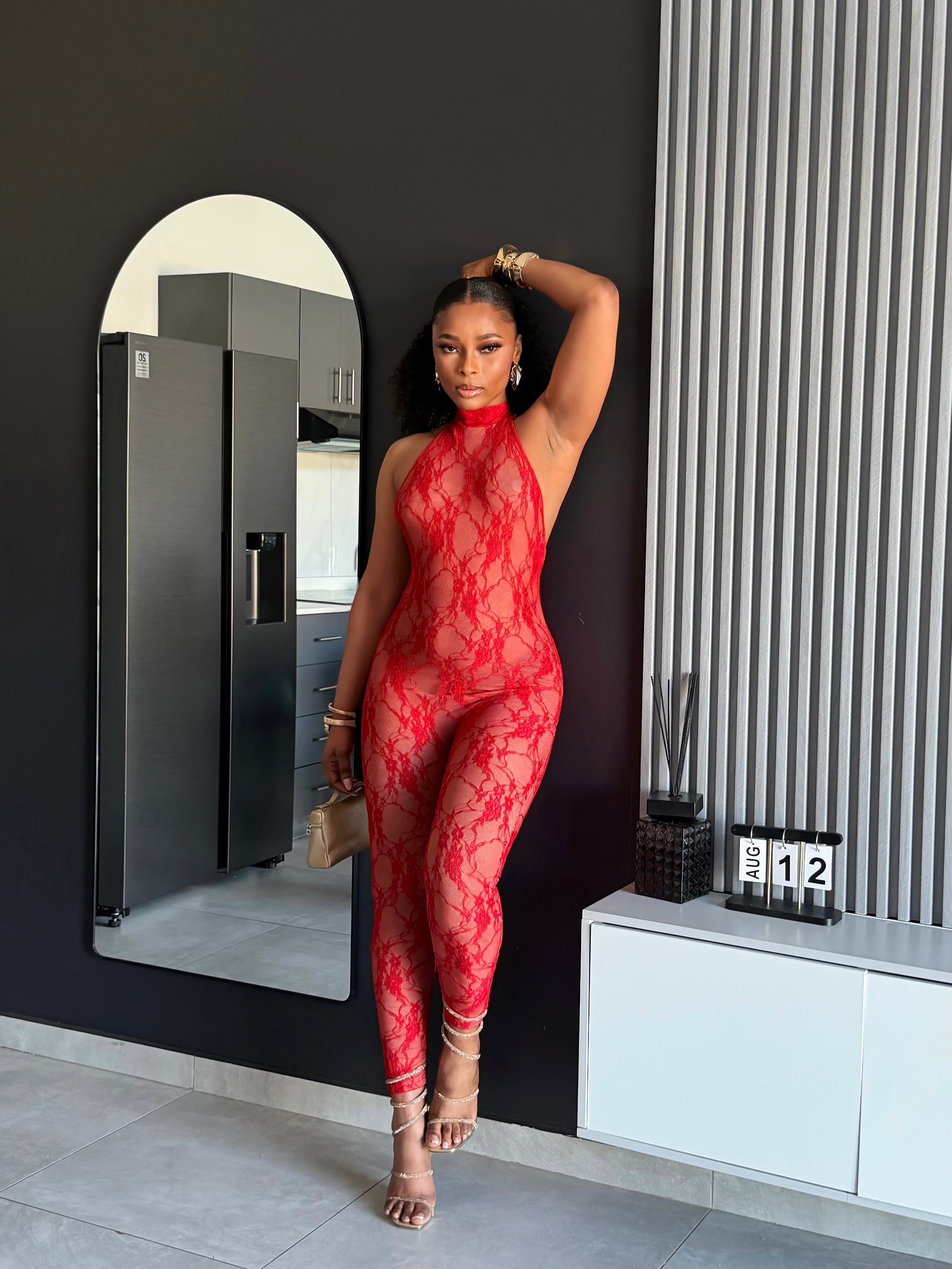 Scarlet Lace Halter Jumpsuit