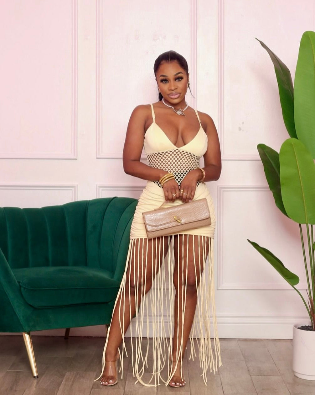 Sahara Fringe Mesh Dress