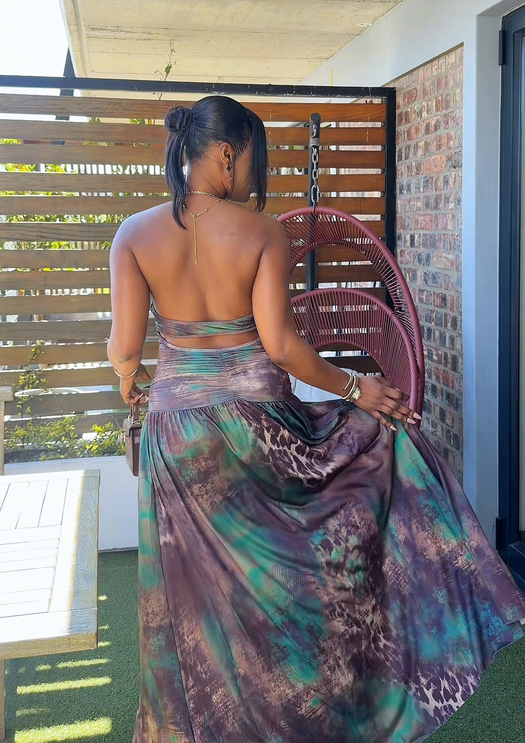Safiya Chain Halter Slit Maxi Dress