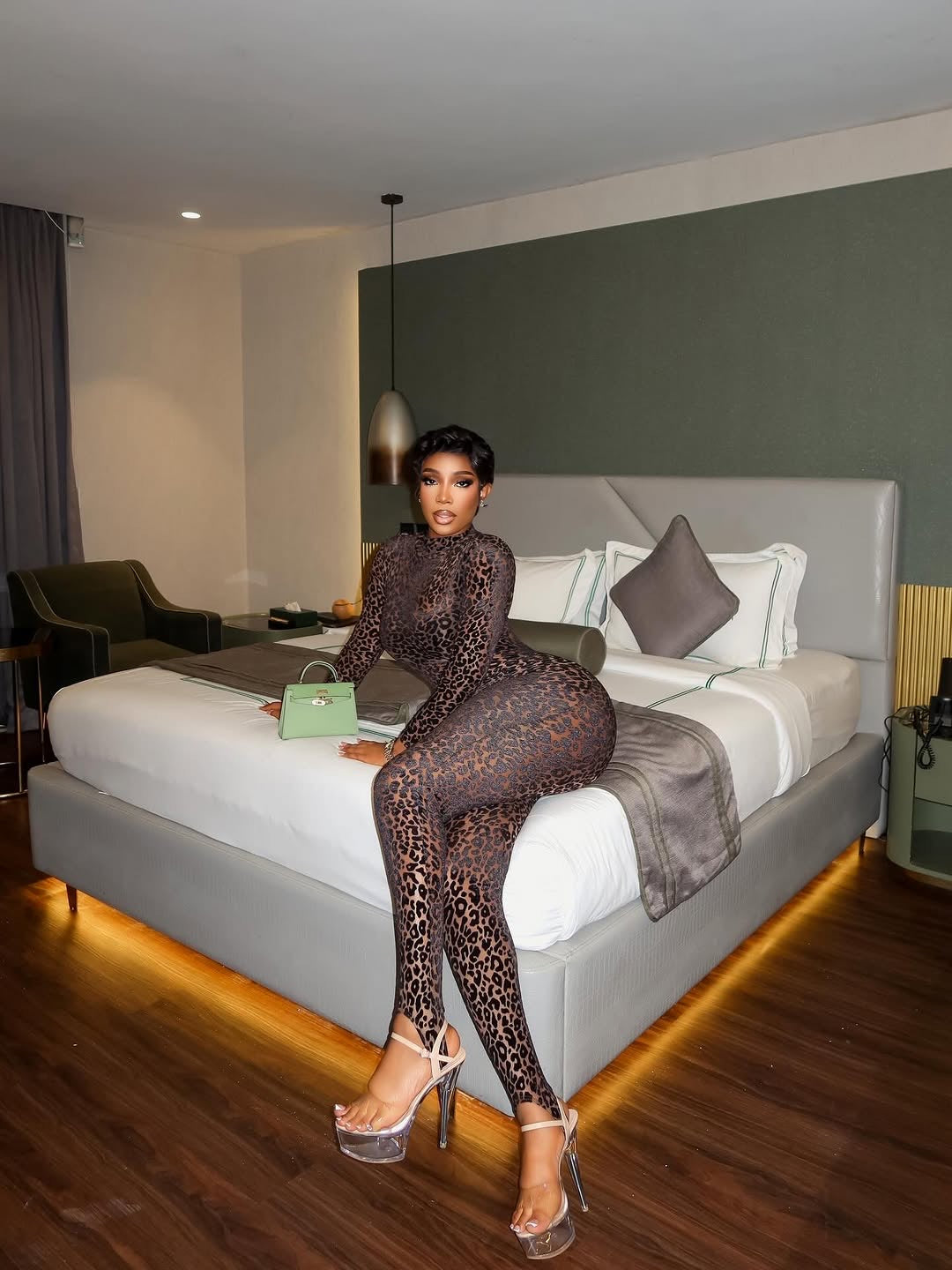 Mirage Leopard Print Mesh Jumpsuit