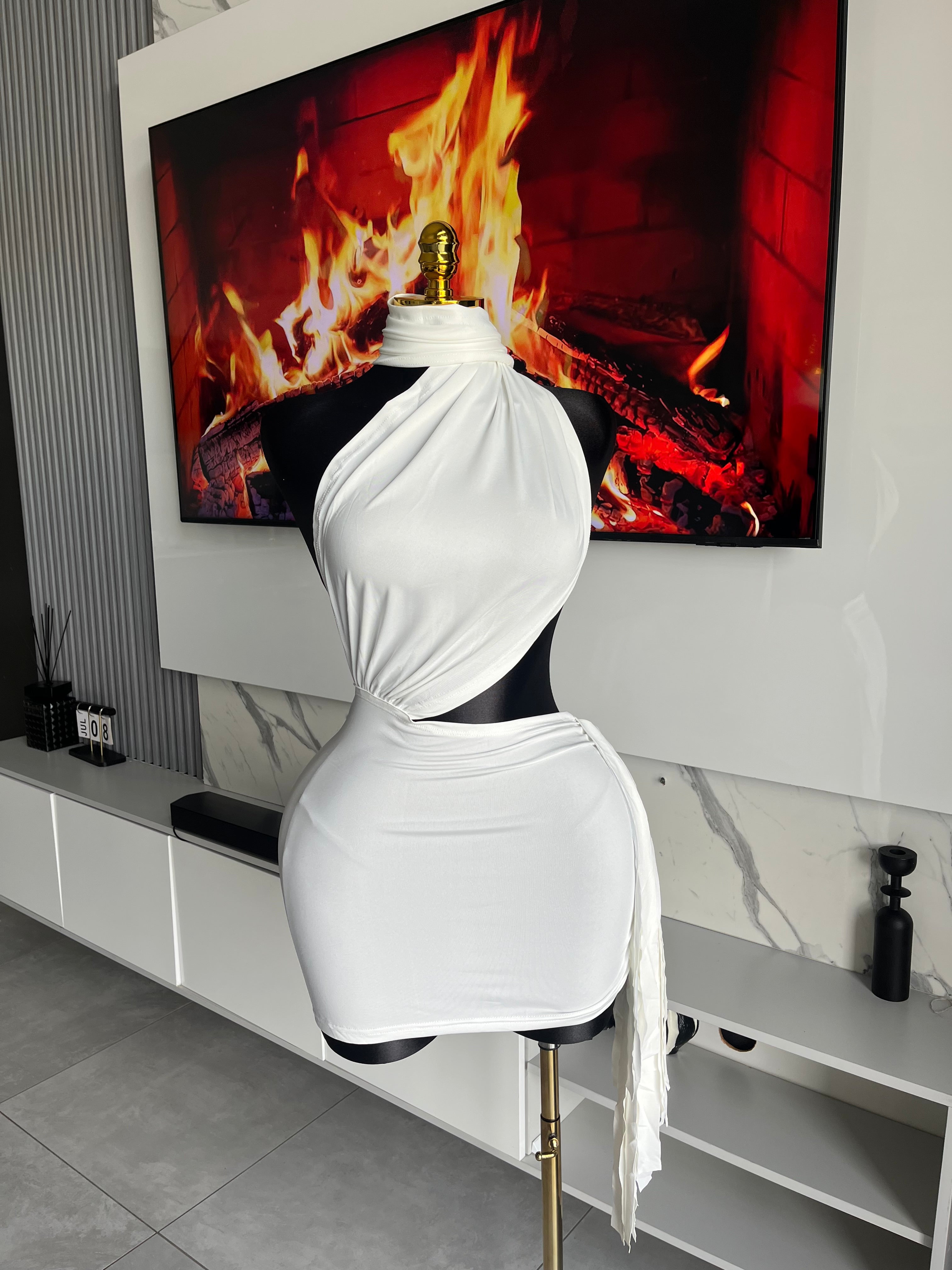 Diva White Cut-Out Mini Dress