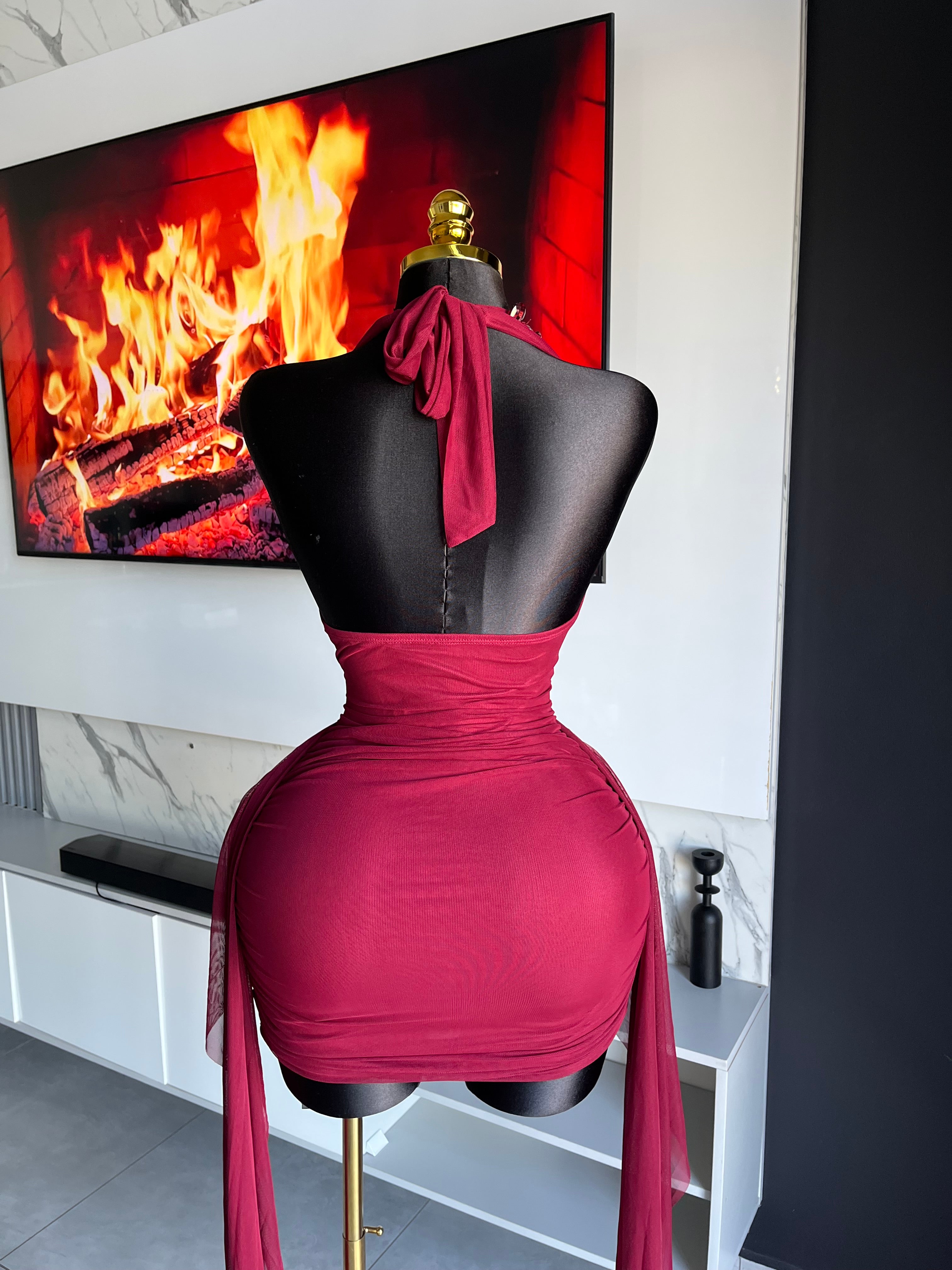 Sienna Embellished Drape Mini Dress